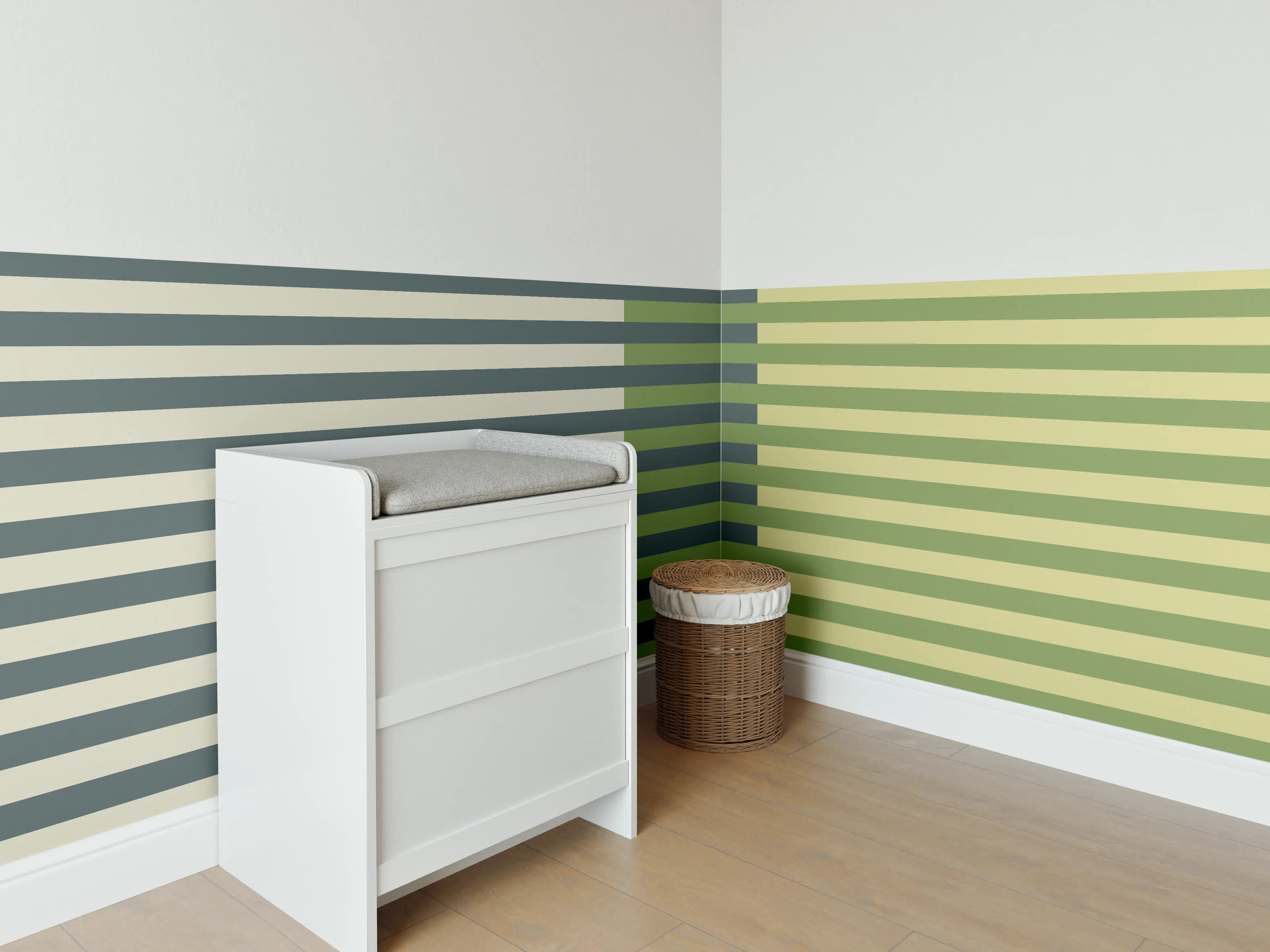 Babyzimmer Wandgestaltung - The Greens - Multy Stripes - Pistachio