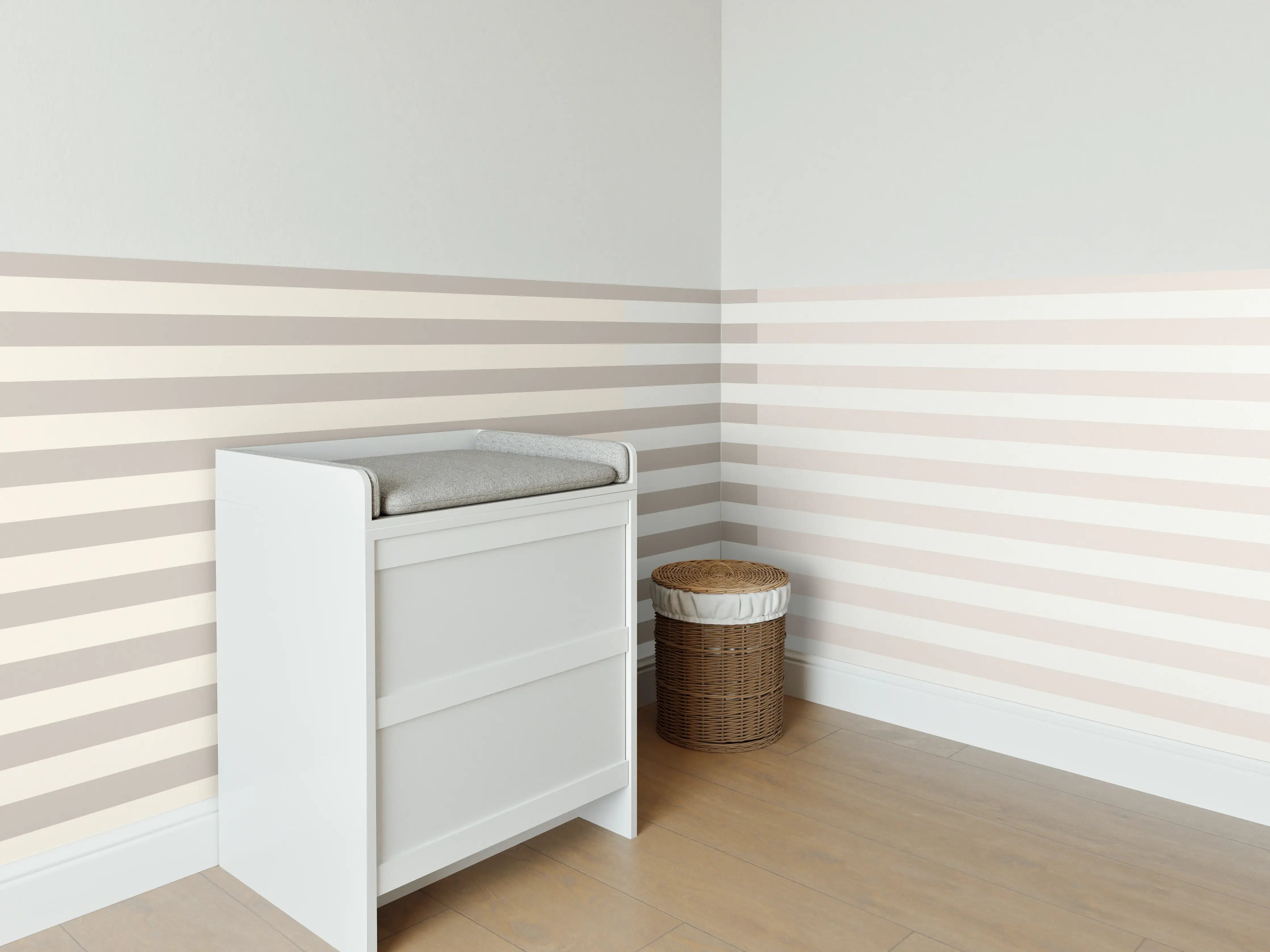 Babyzimmer Wandgestaltung - The Nudes - Multy Stripes - Latte