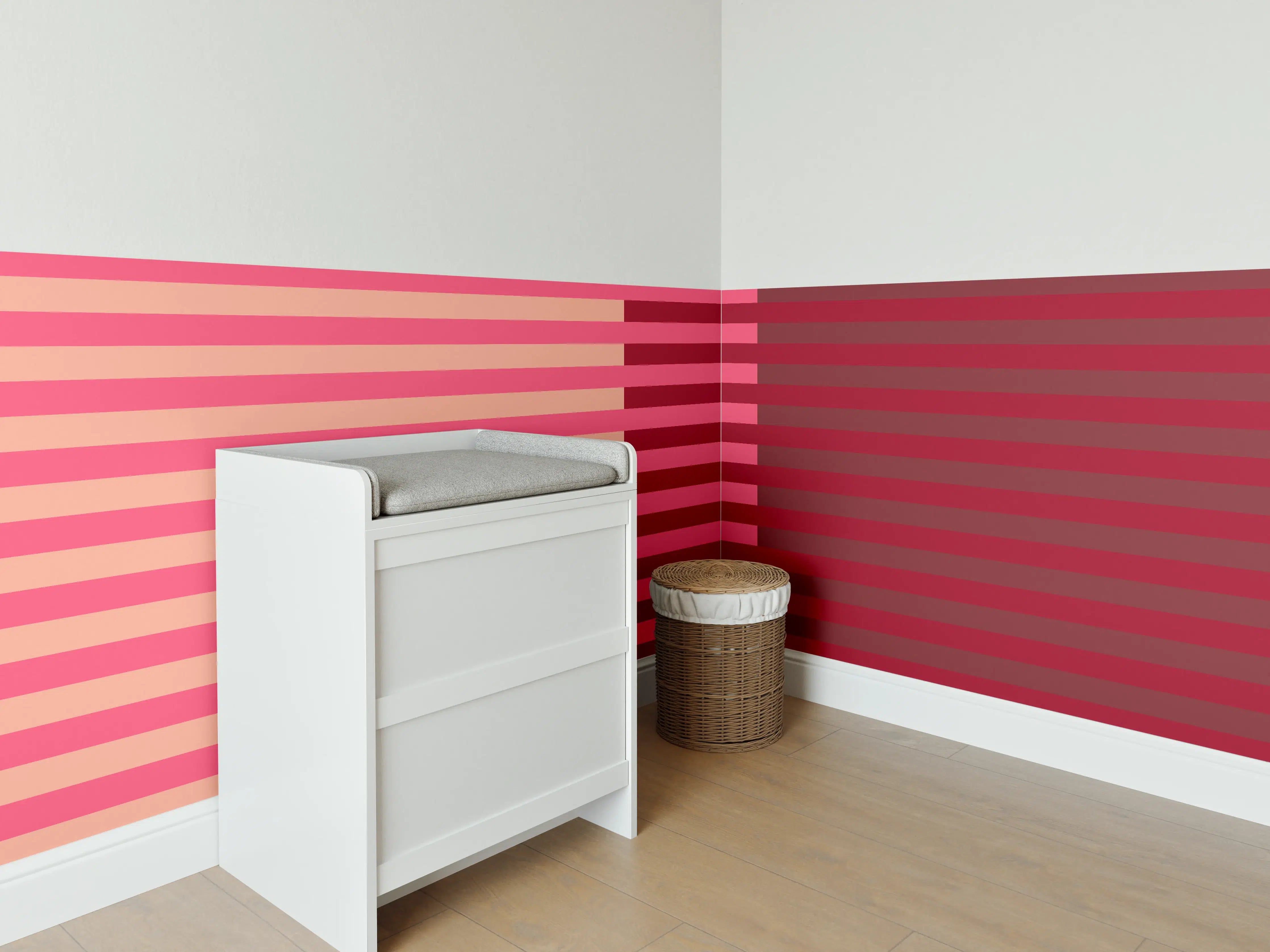 Babyzimmer Wandgestaltung - The Reds - Multy Stripes - Cherry