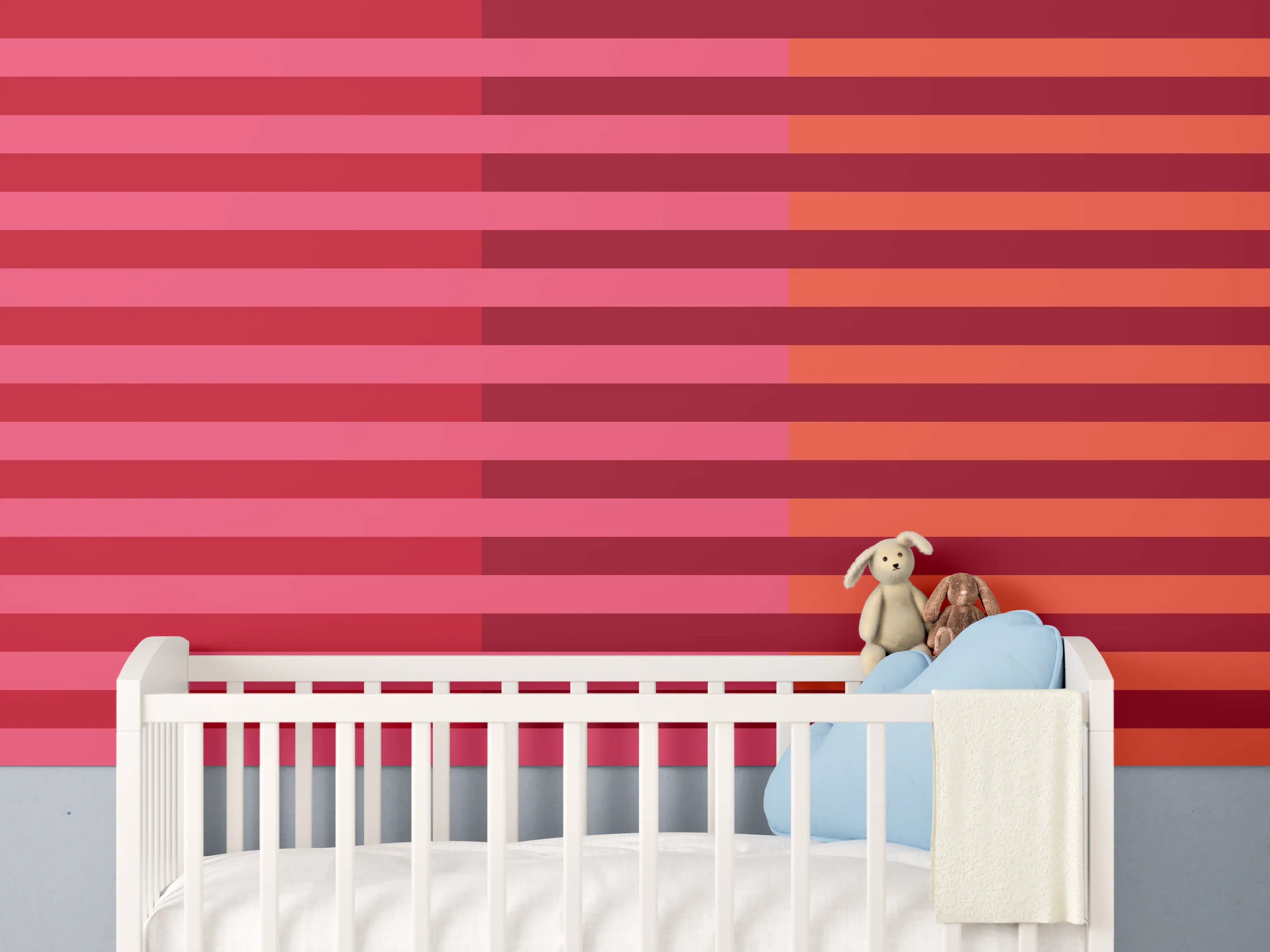 Babyzimmer Wandgestaltung - The Reds - Multy Stripes - Pomegranate