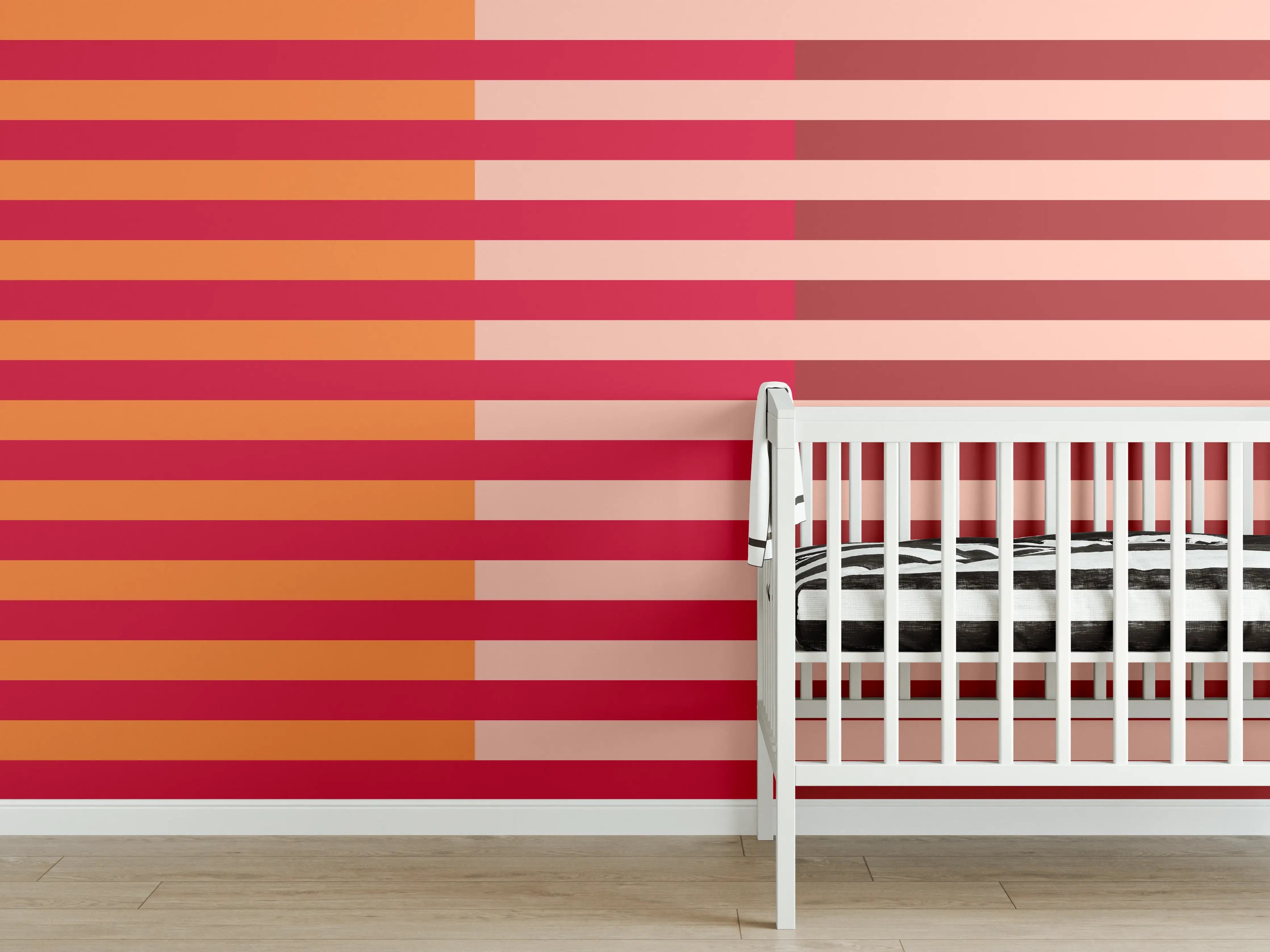 Babyzimmer Wandgestaltung - The Reds - Multy Stripes - Sangria