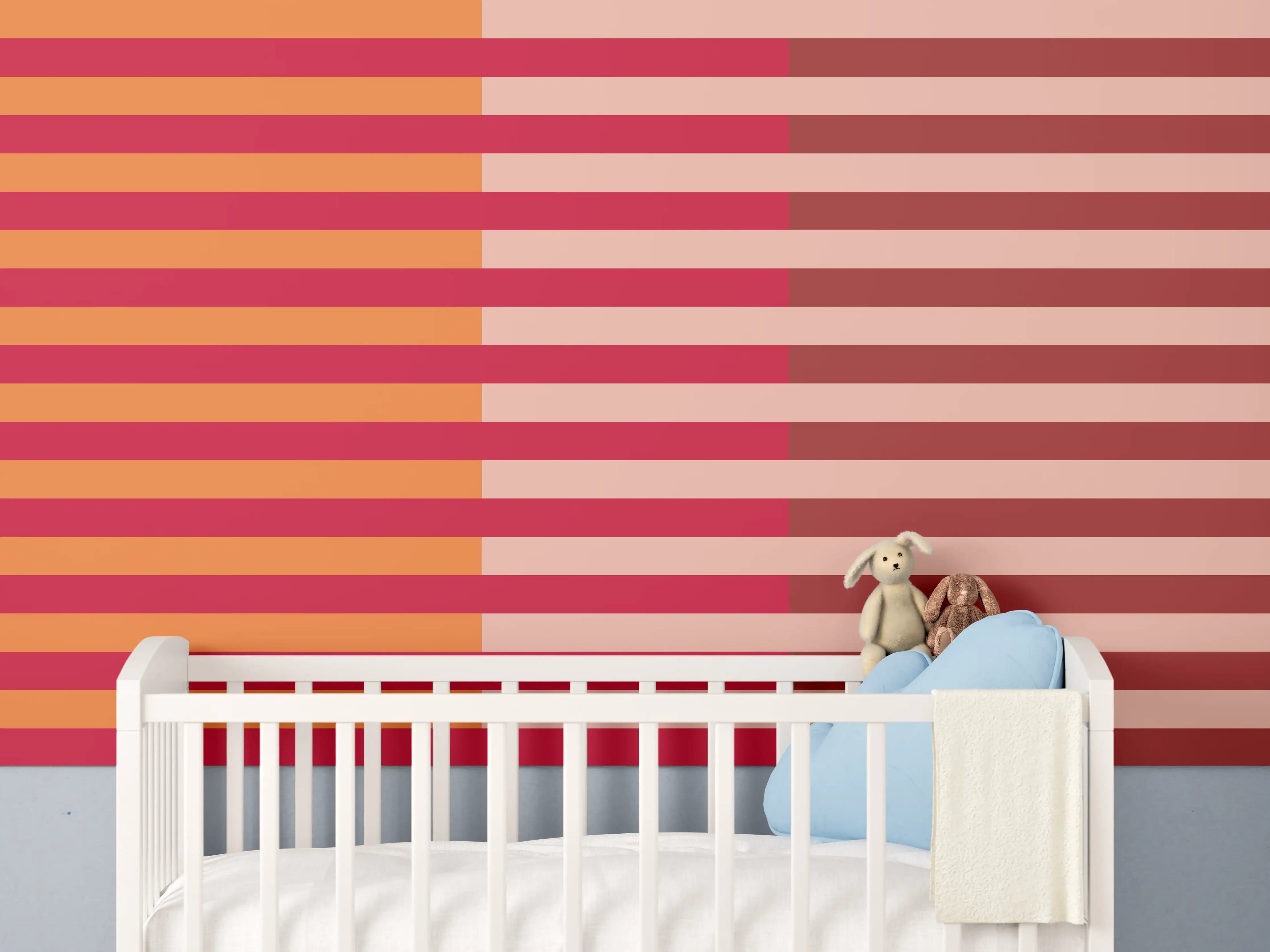 Babyzimmer Wandgestaltung - The Reds - Multy Stripes - Sangria