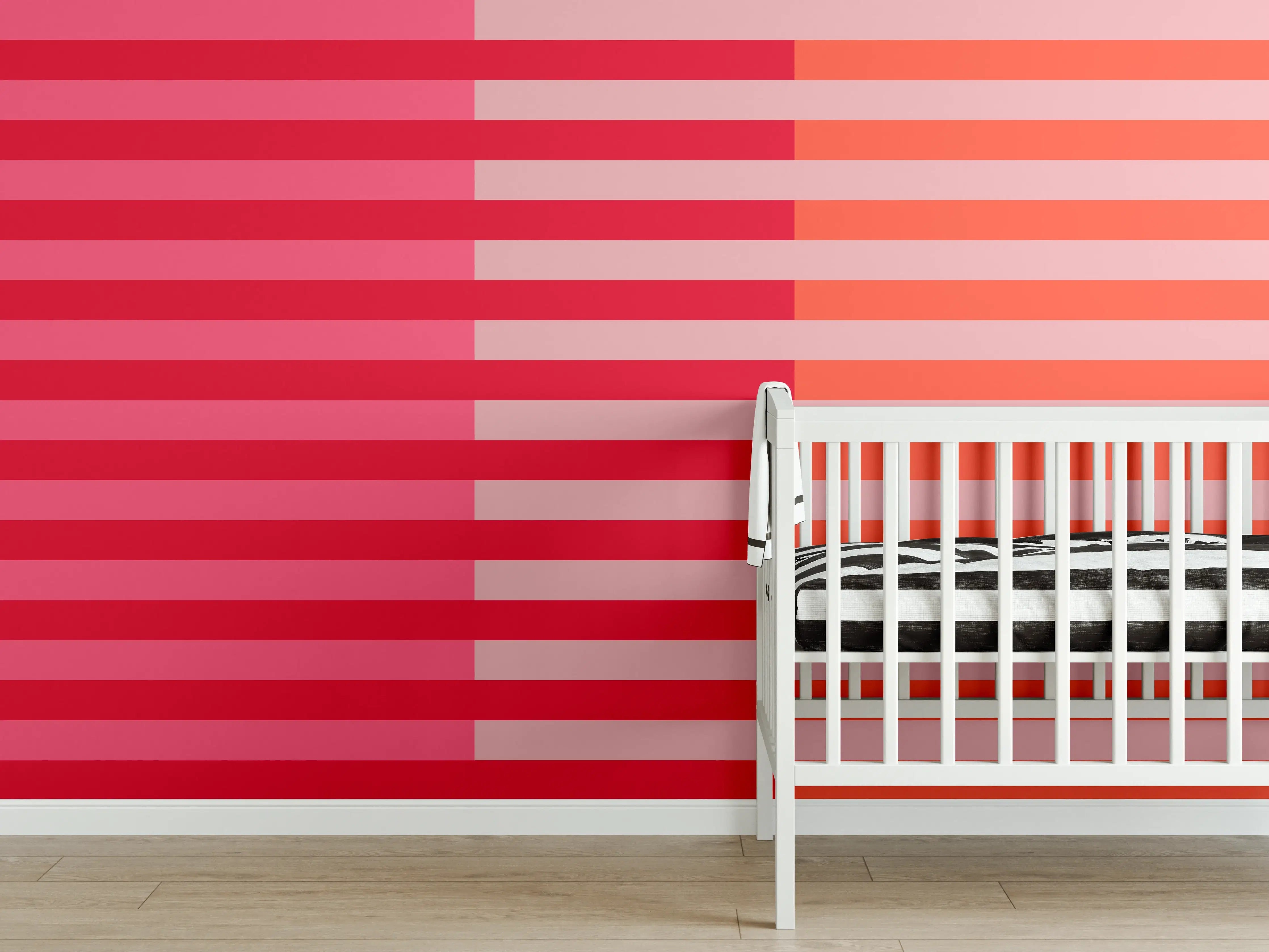 Babyzimmer Wandgestaltung - The Reds - Multy Stripes - Strawberry