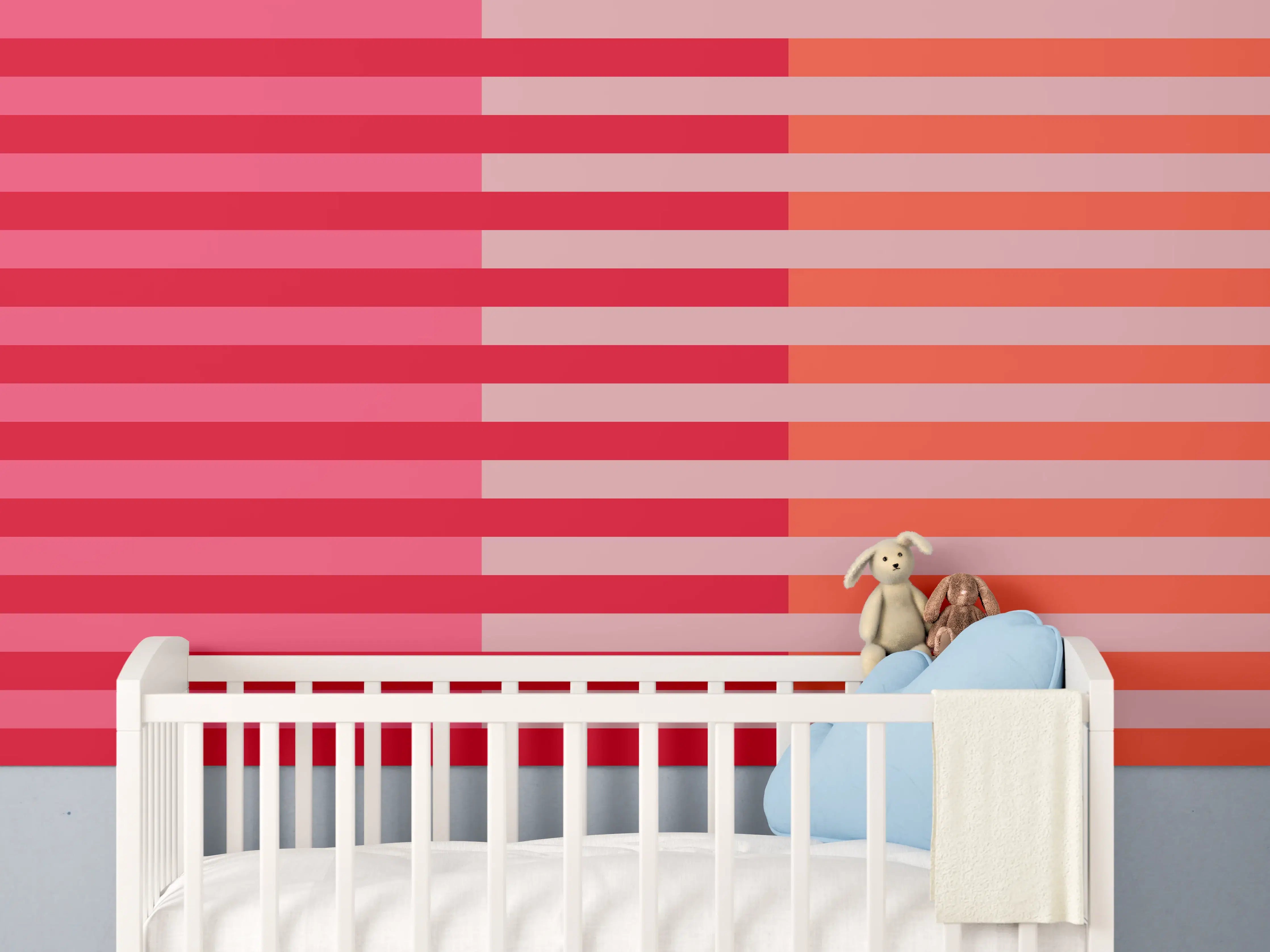 Babyzimmer Wandgestaltung - The Reds - Multy Stripes - Strawberry