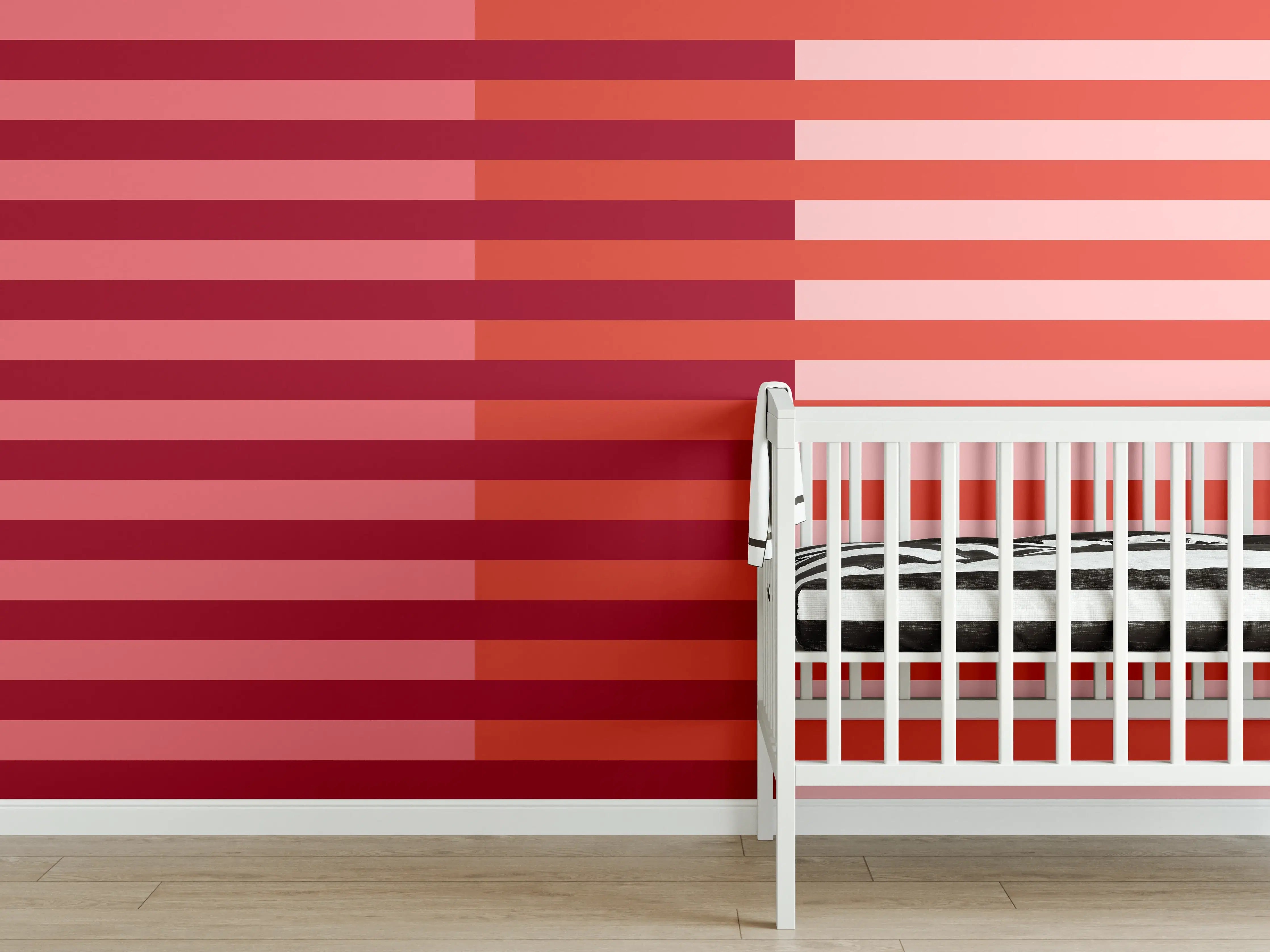 Babyzimmer Wandgestaltung - The Reds - Multy Stripes - Tomato