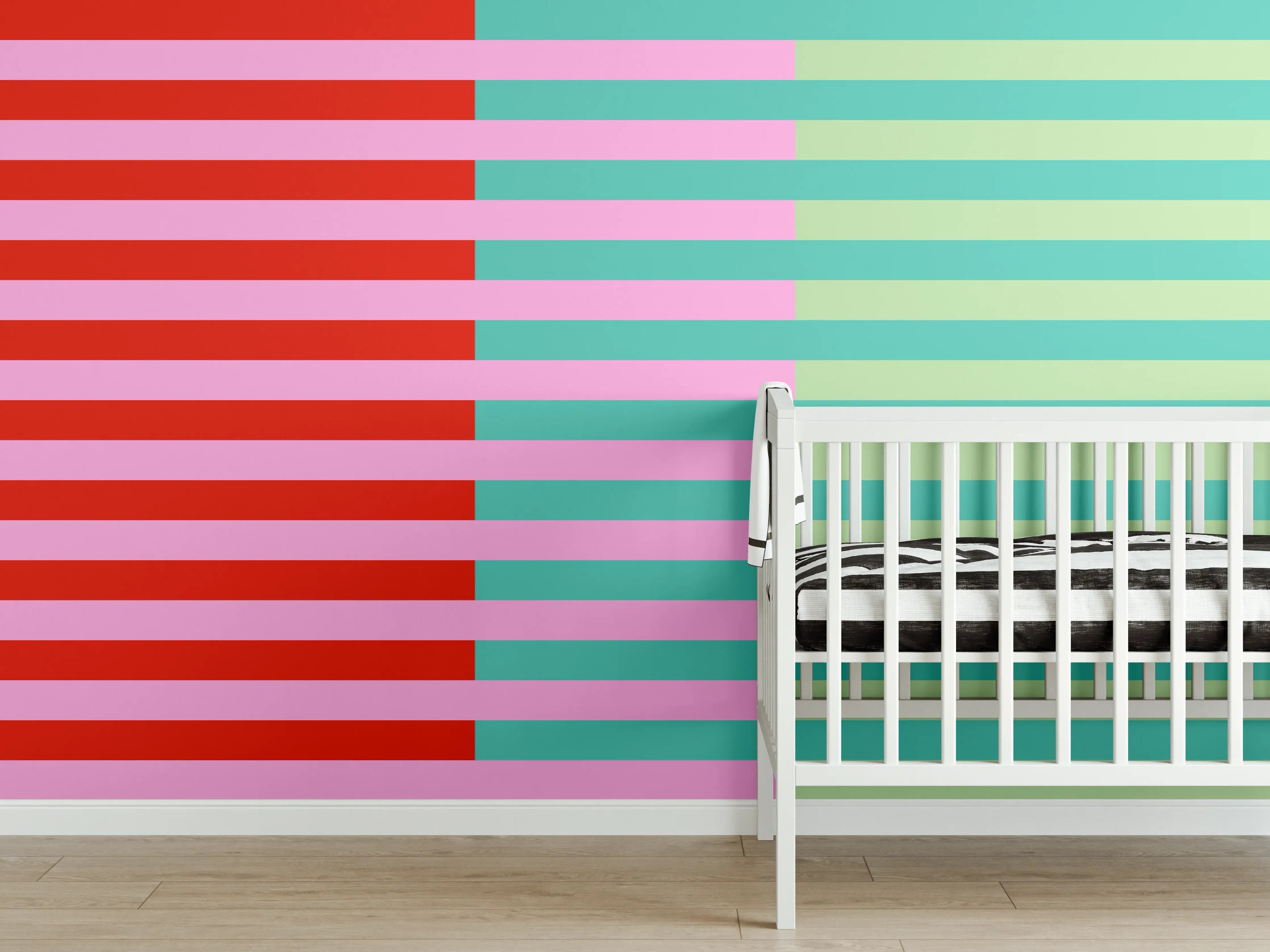 Babyzimmer Wandgestaltung - The Springs - Multy Stripes - Peony