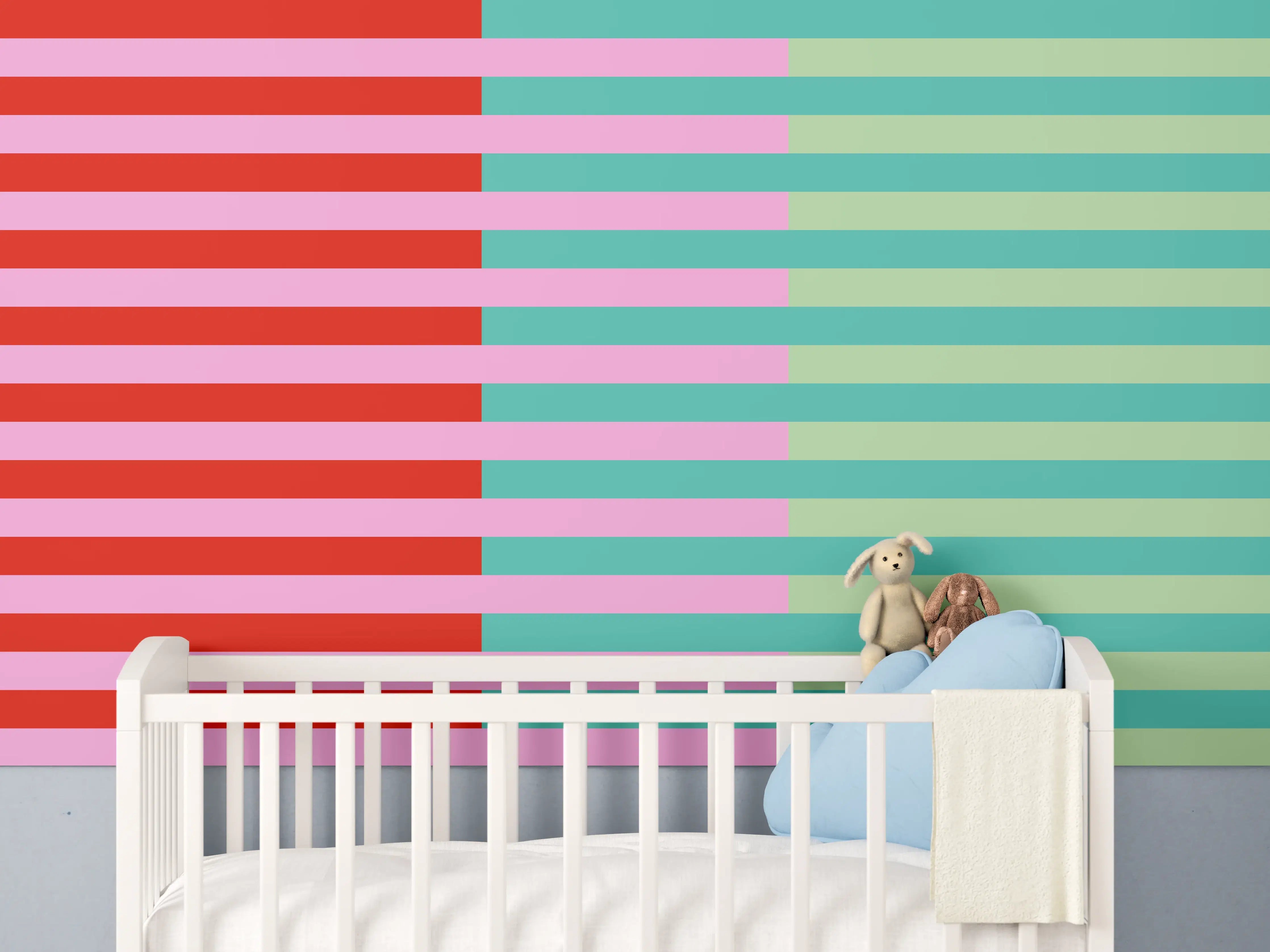 Babyzimmer Wandgestaltung - The Springs - Multy Stripes - Peony