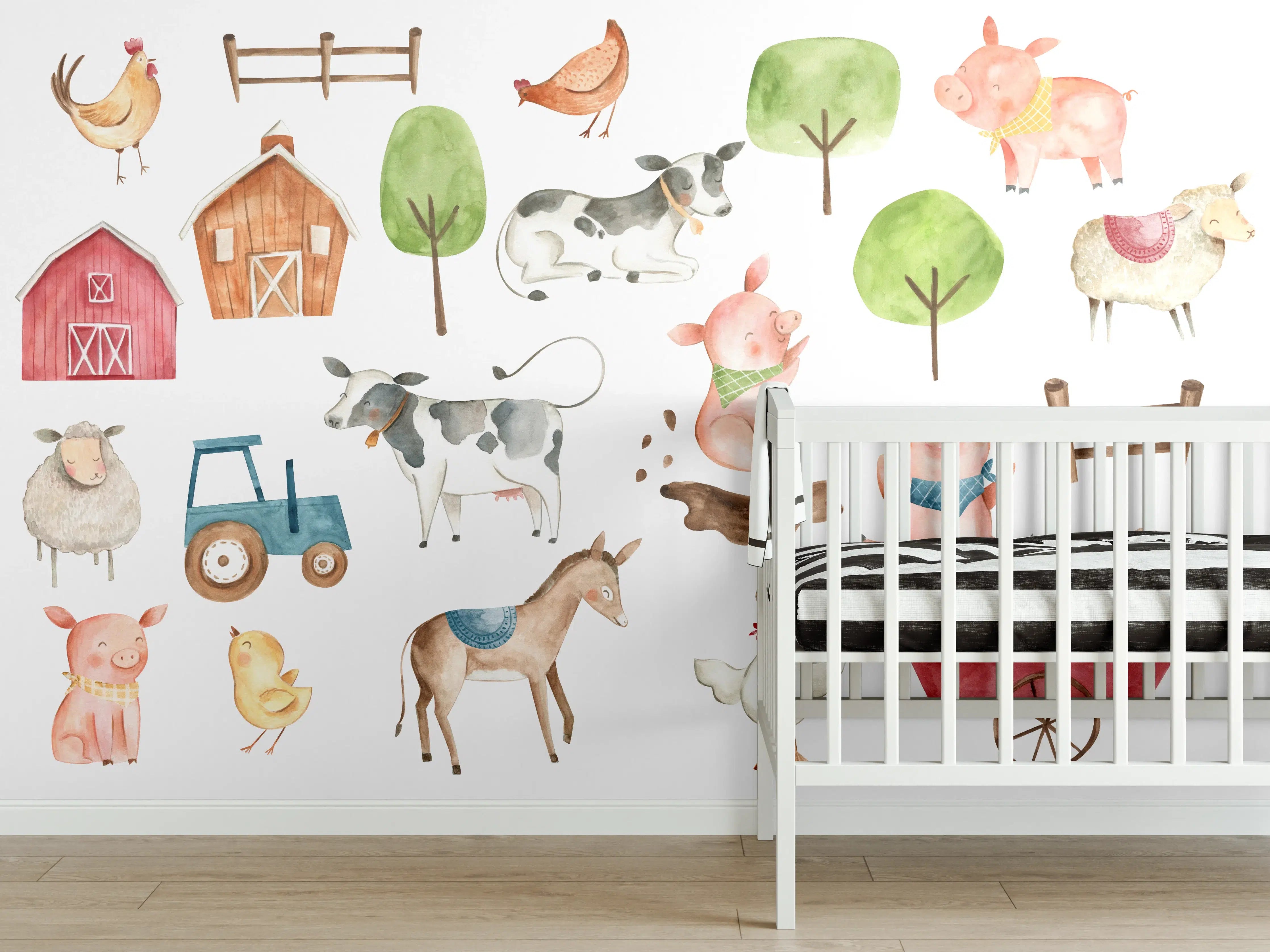 Babyzimmer Wandgestaltung - Tier Motiv - Bauernhof