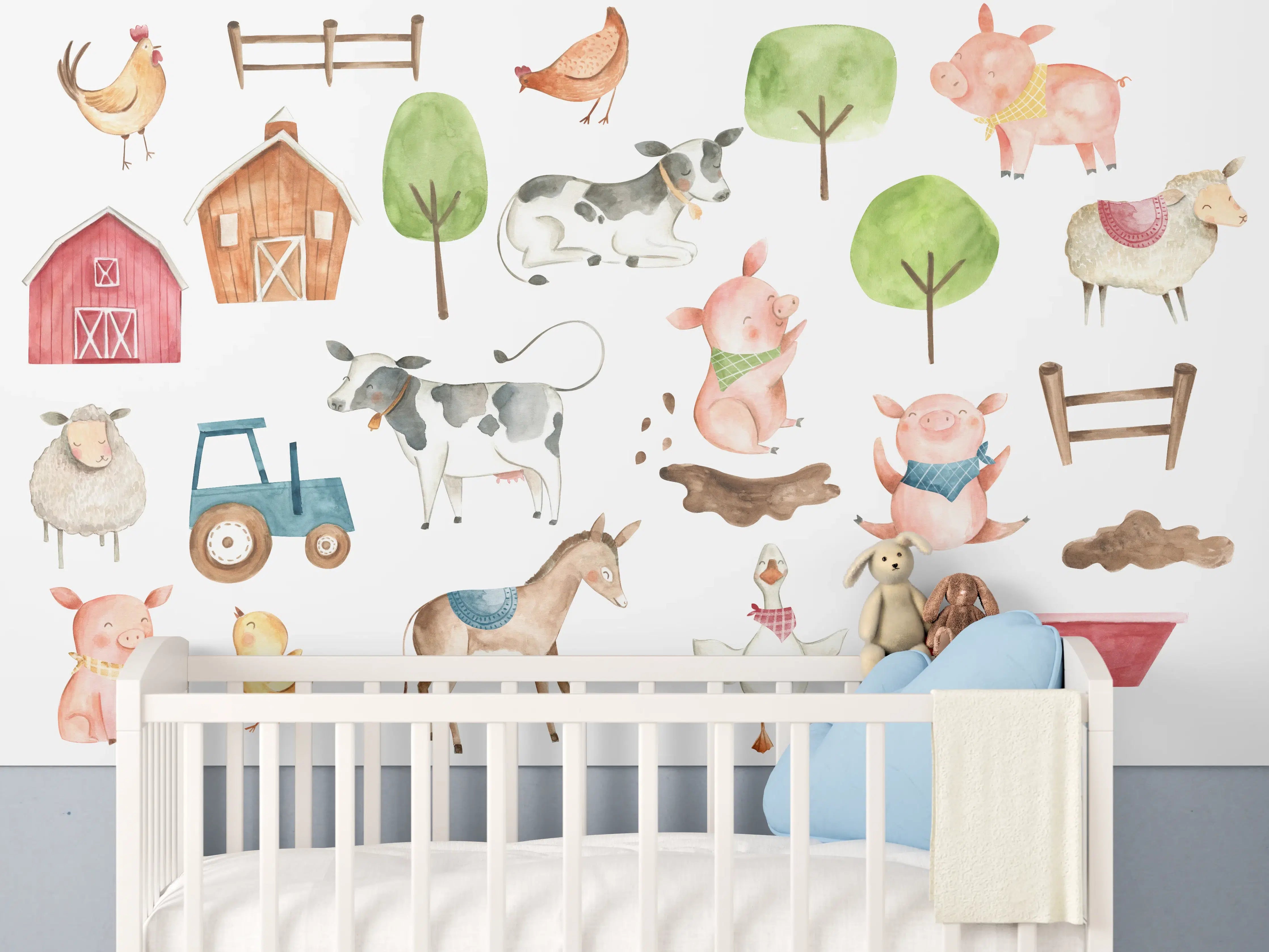 Babyzimmer Wandgestaltung - Tier Motiv - Bauernhof