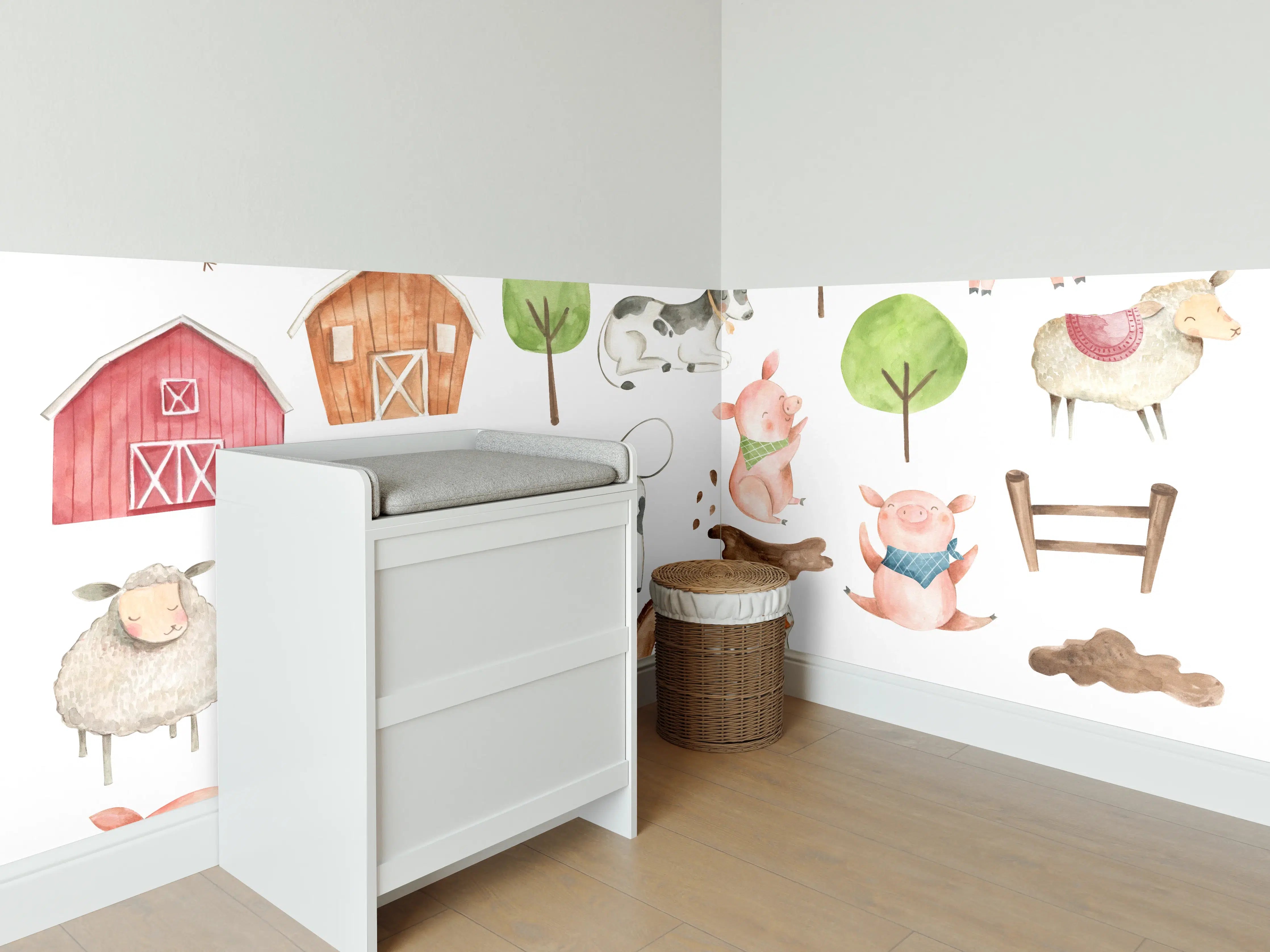 Babyzimmer Wandgestaltung - Tier Motiv - Bauernhof
