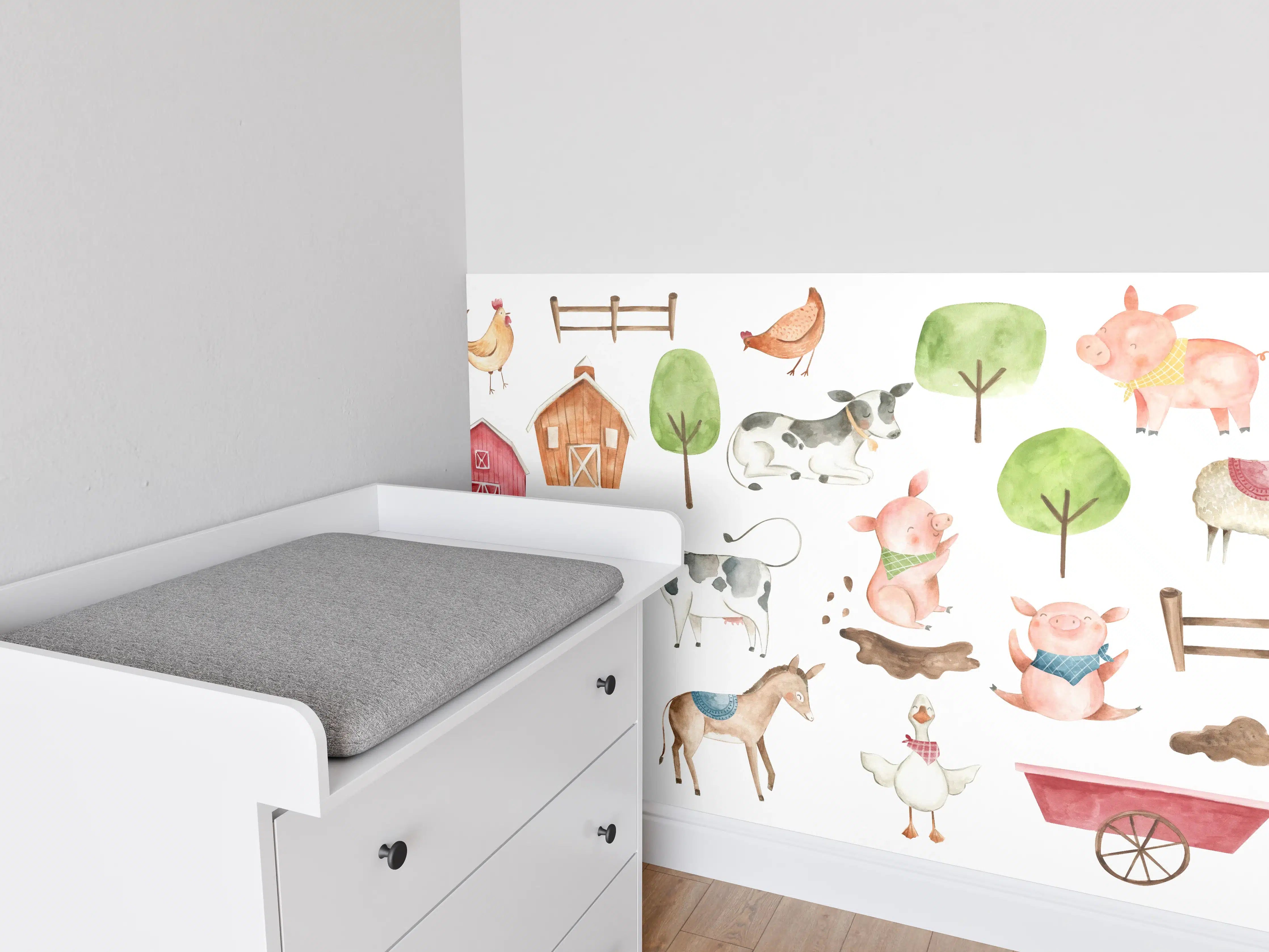 Babyzimmer Wandgestaltung - Tier Motiv - Bauernhof