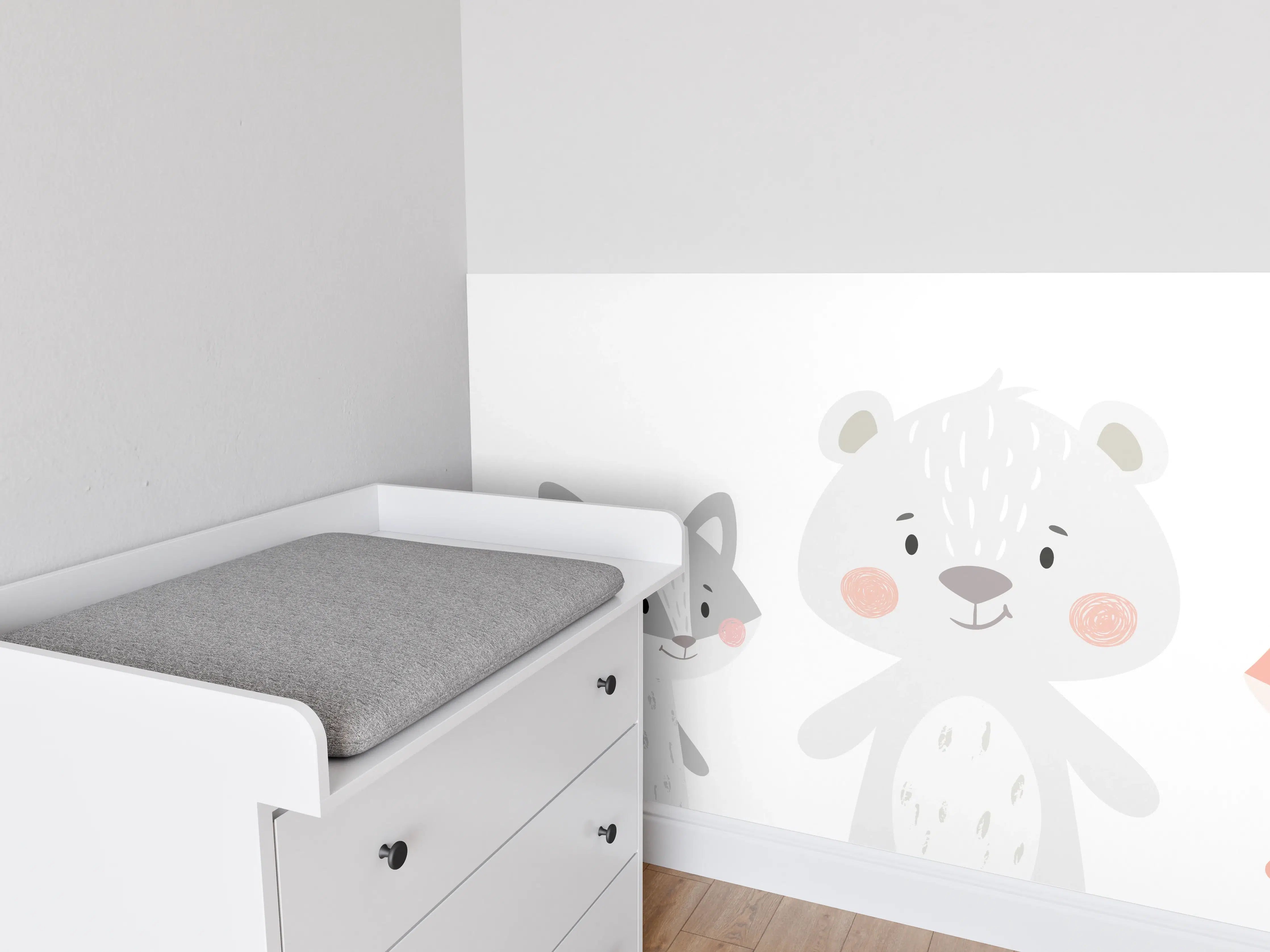 Babyzimmer Wandgestaltung - Tierfreunde Pastell Illustration