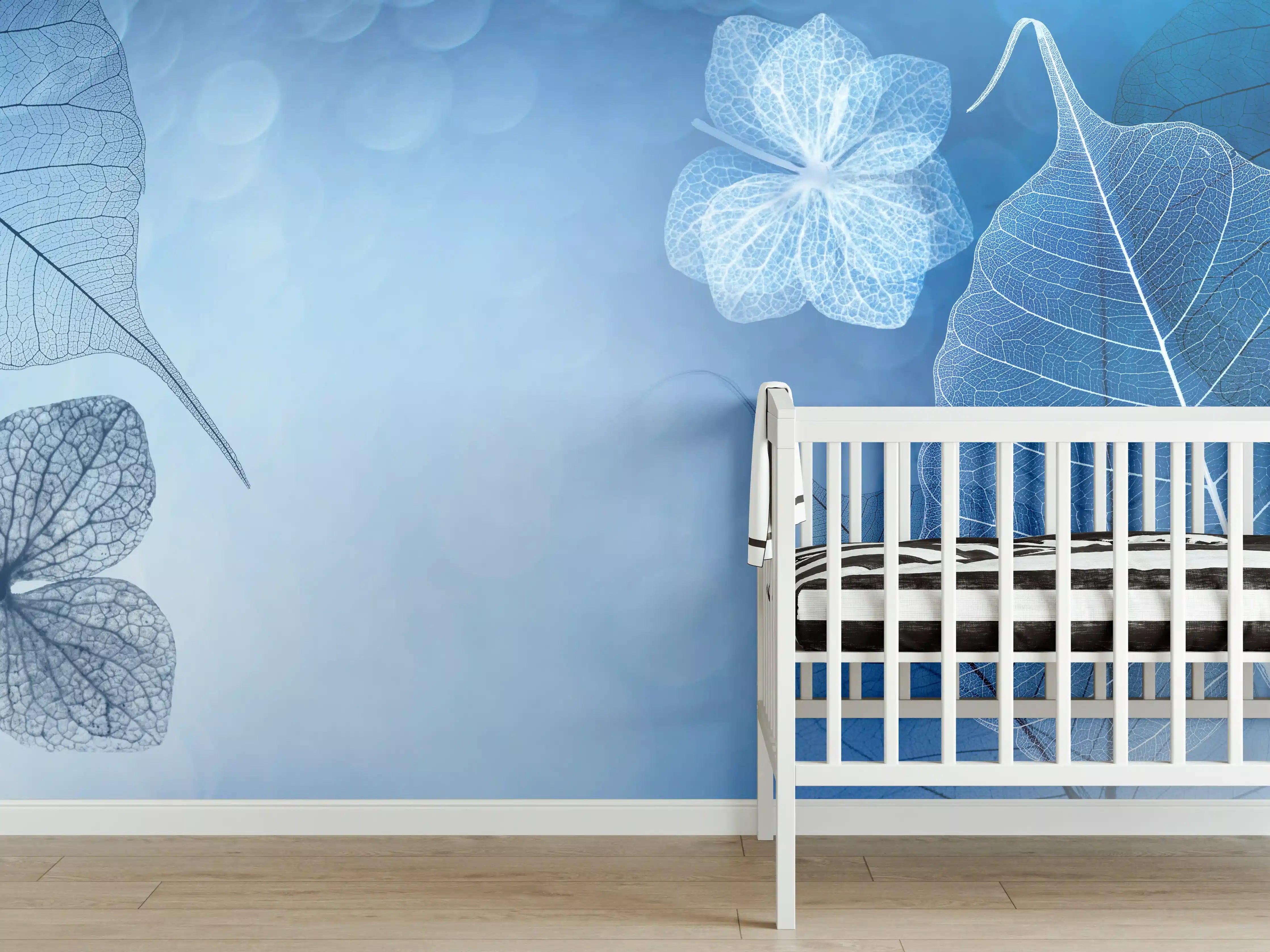 Babyzimmer Wandgestaltung - Transluzente Blattadern Makrofotografie