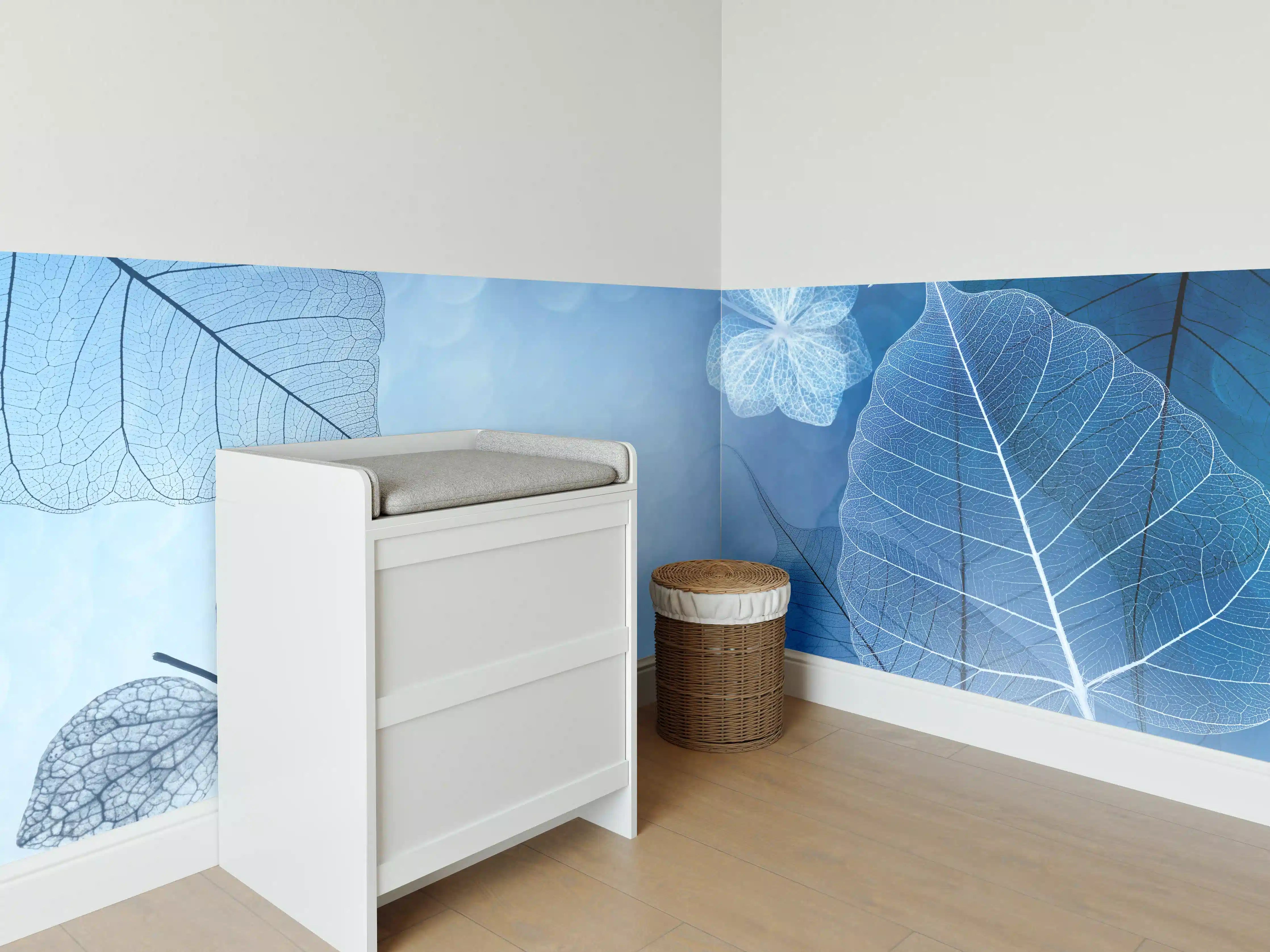 Babyzimmer Wandgestaltung - Transluzente Blattadern Makrofotografie
