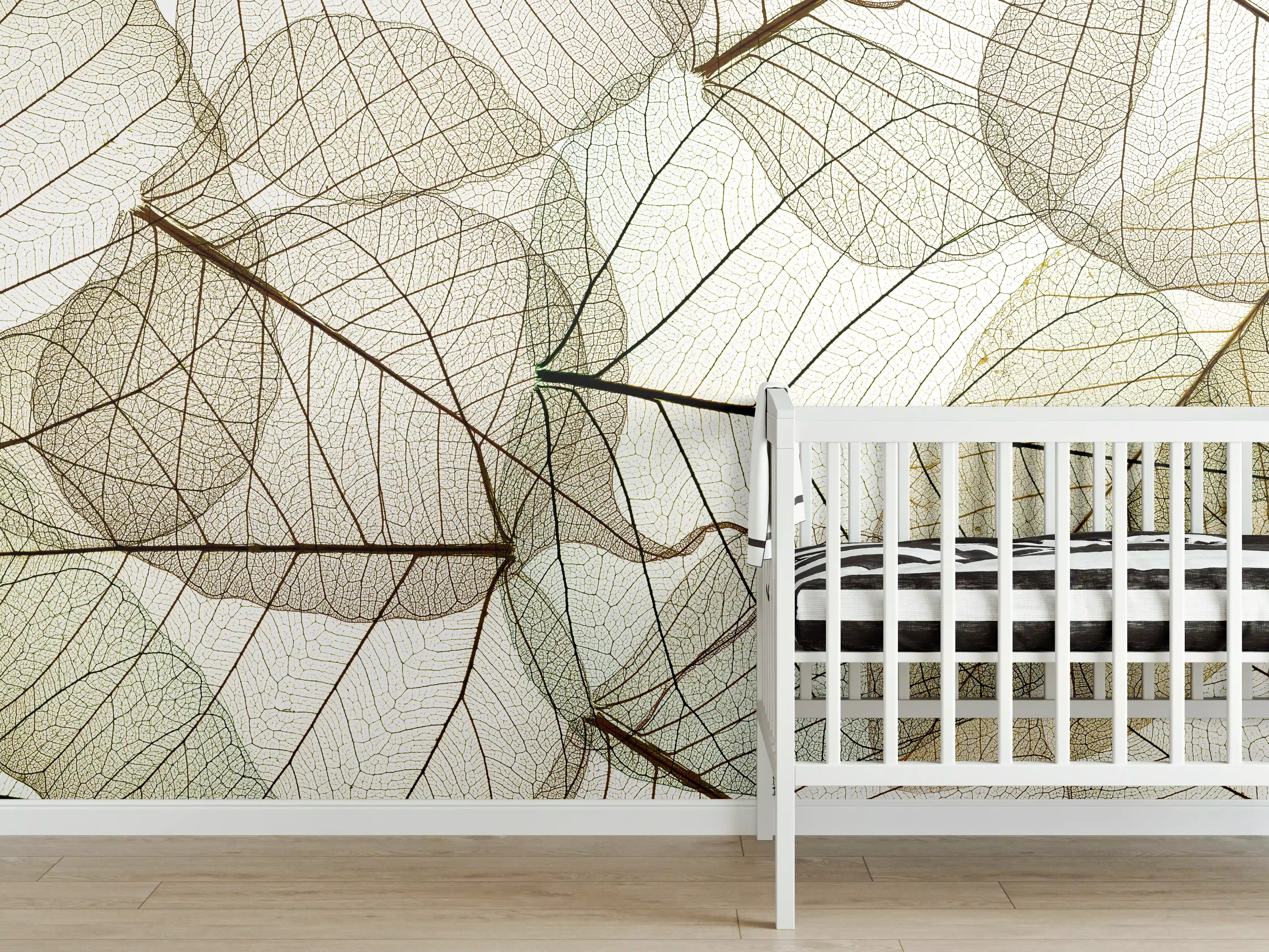 Babyzimmer Wandgestaltung - Transparente Blattstruktur Makro
