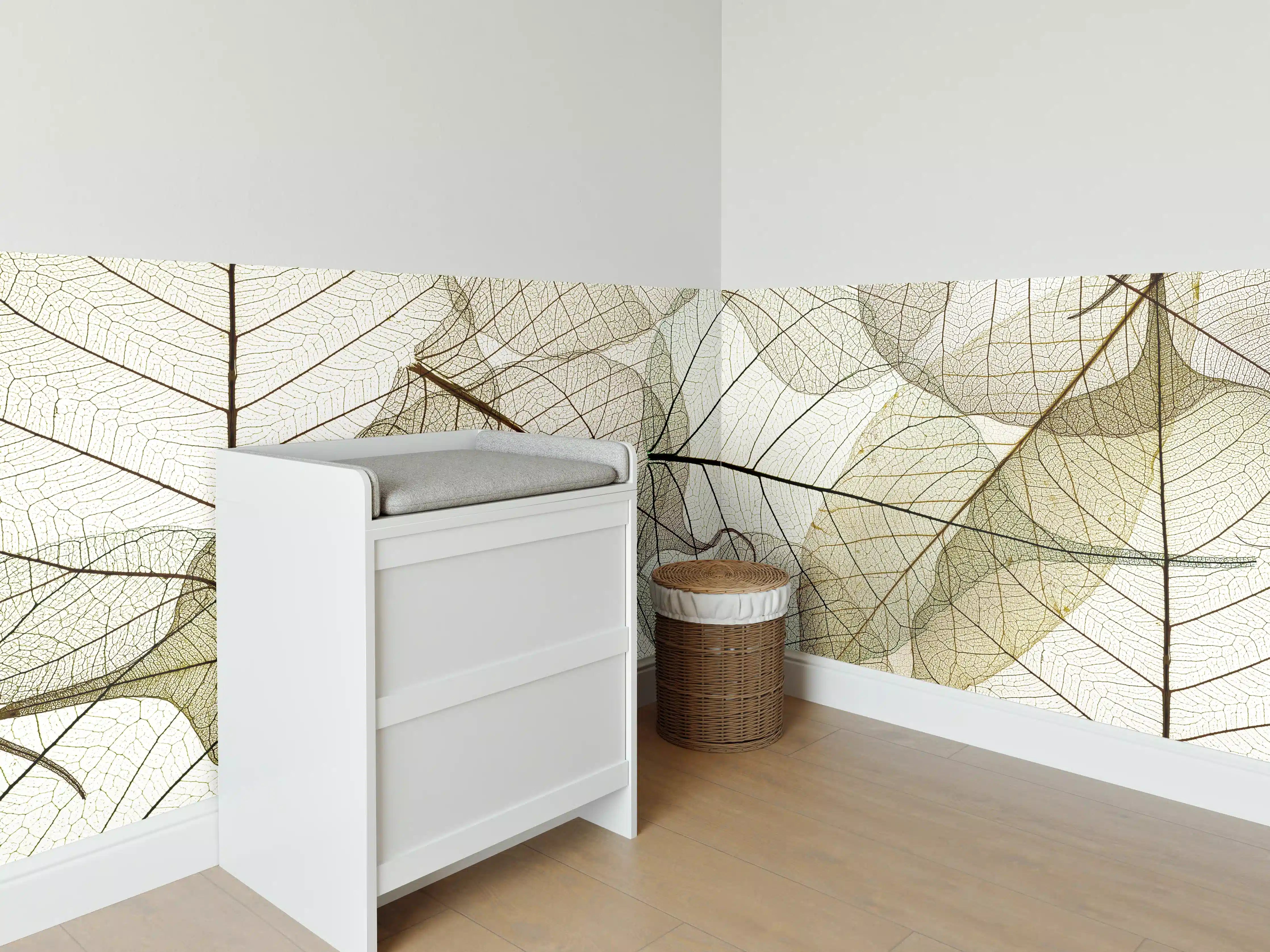Babyzimmer Wandgestaltung - Transparente Blattstruktur Makro