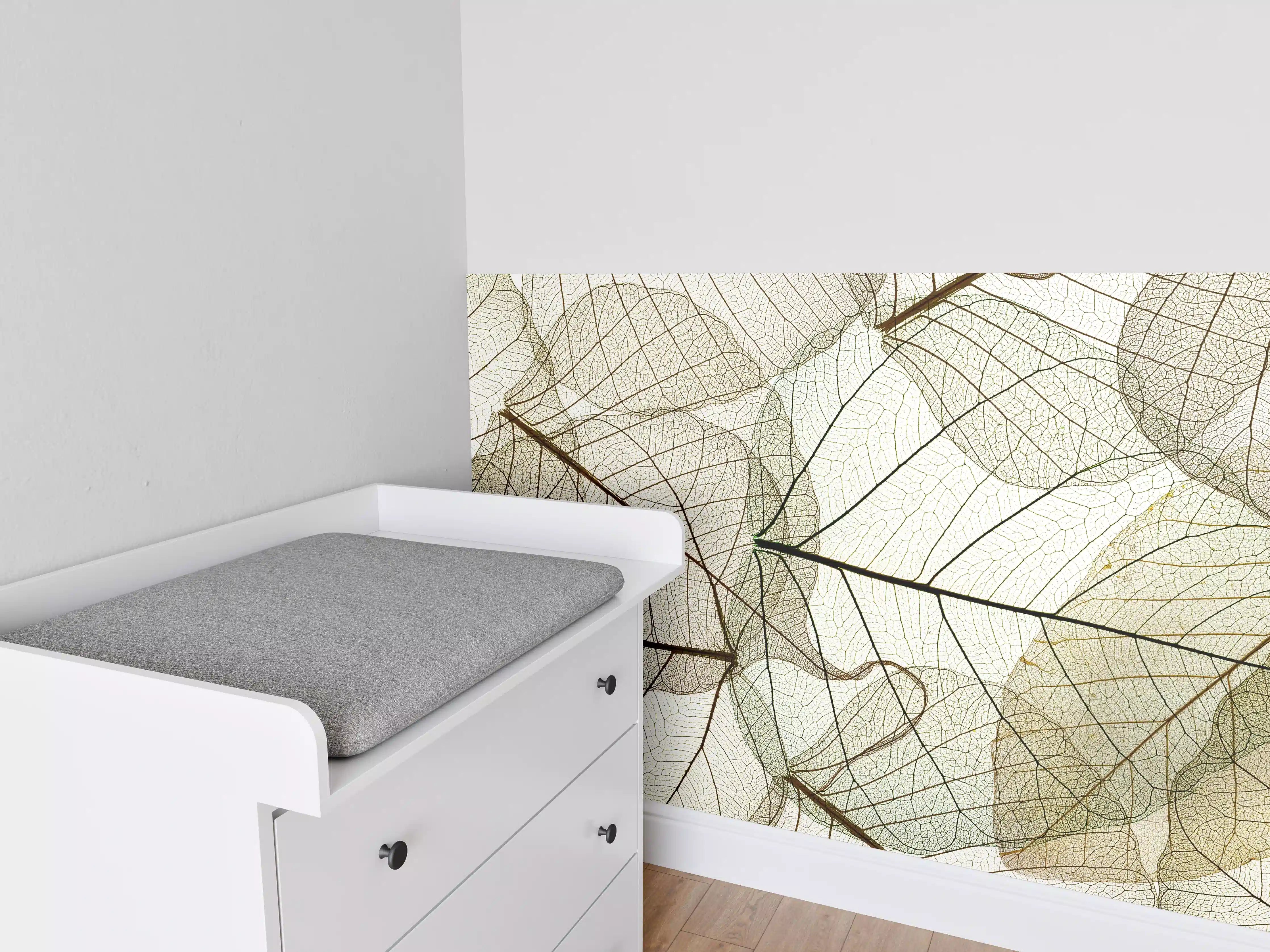 Babyzimmer Wandgestaltung - Transparente Blattstruktur Makro