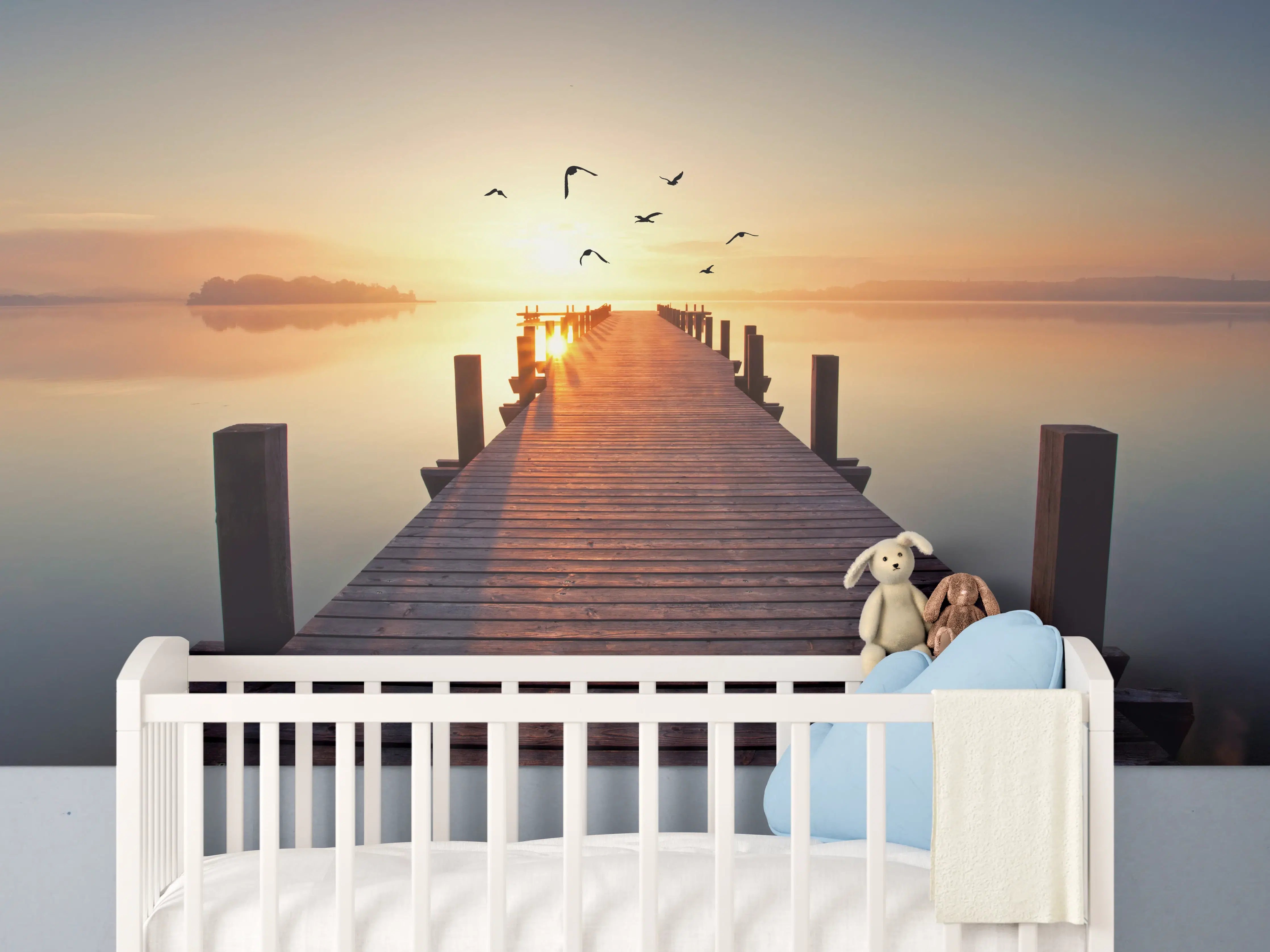 Babyzimmer Wandgestaltung - Traumhafter Ausblick vom Bootssteg