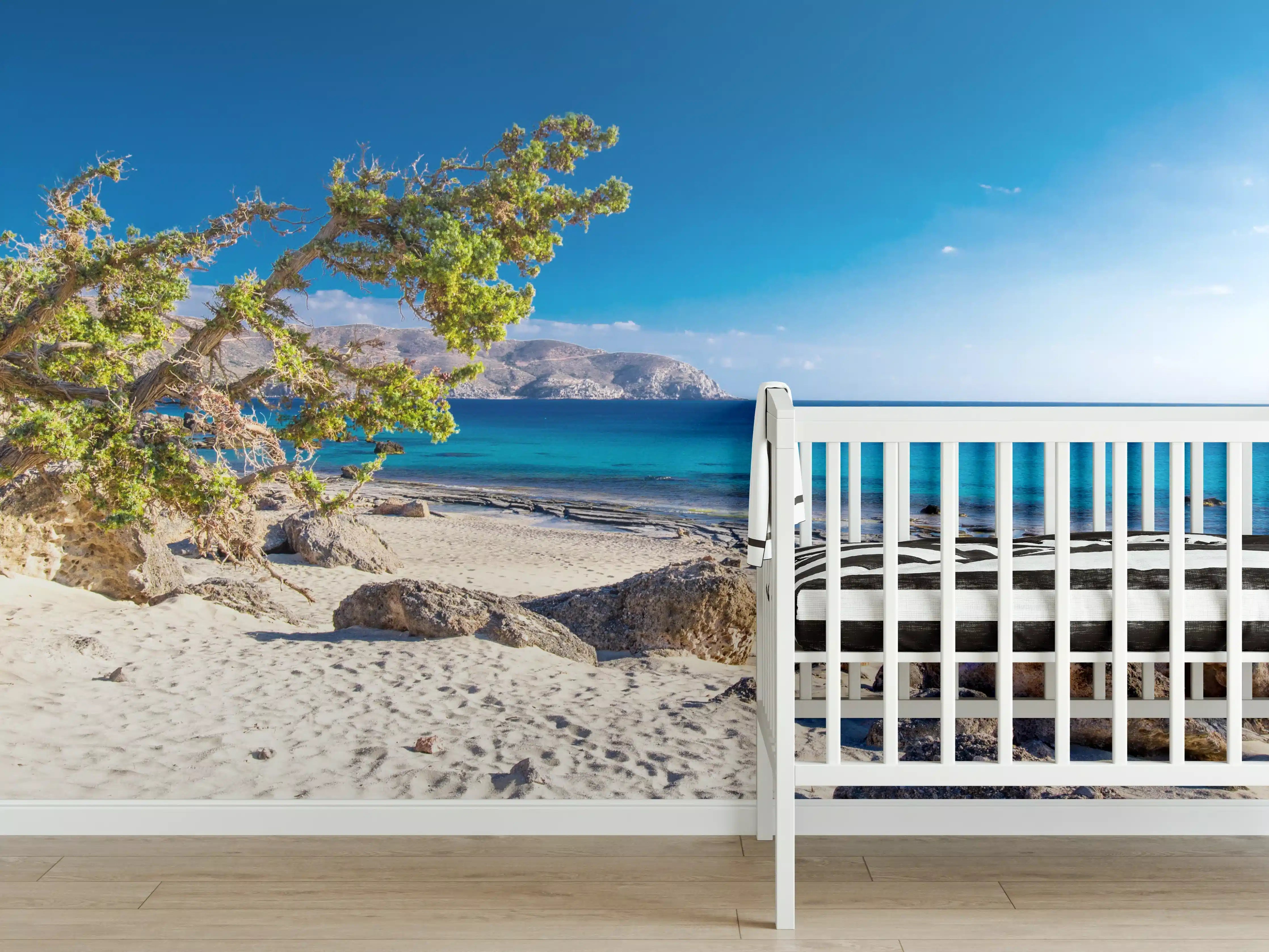 Babyzimmer Wandgestaltung - Traumstrand bei Sonnenschein
