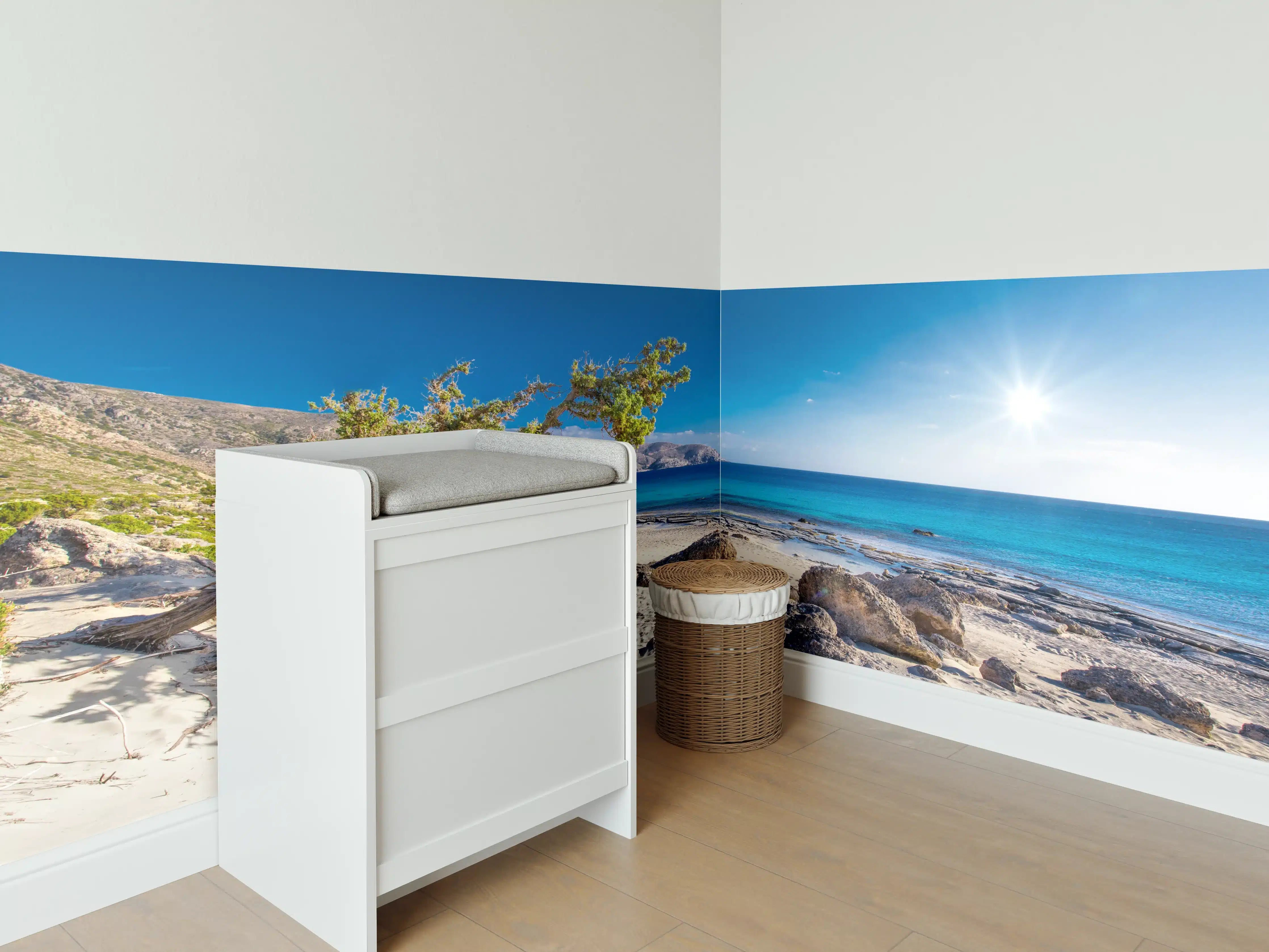 Babyzimmer Wandgestaltung - Traumstrand bei Sonnenschein