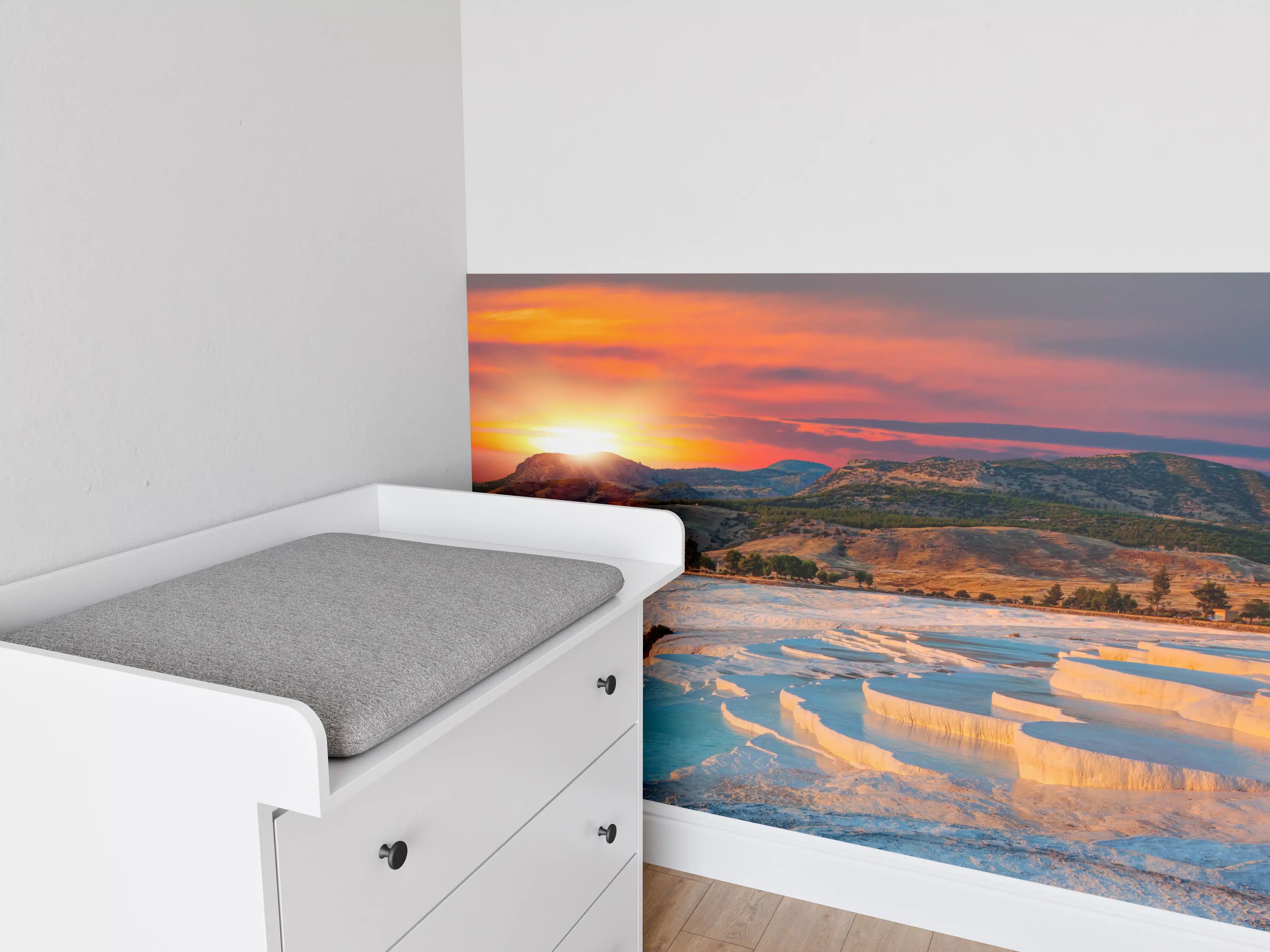 Babyzimmer Wandgestaltung - Travertinbecken in Pamukkale am Abend