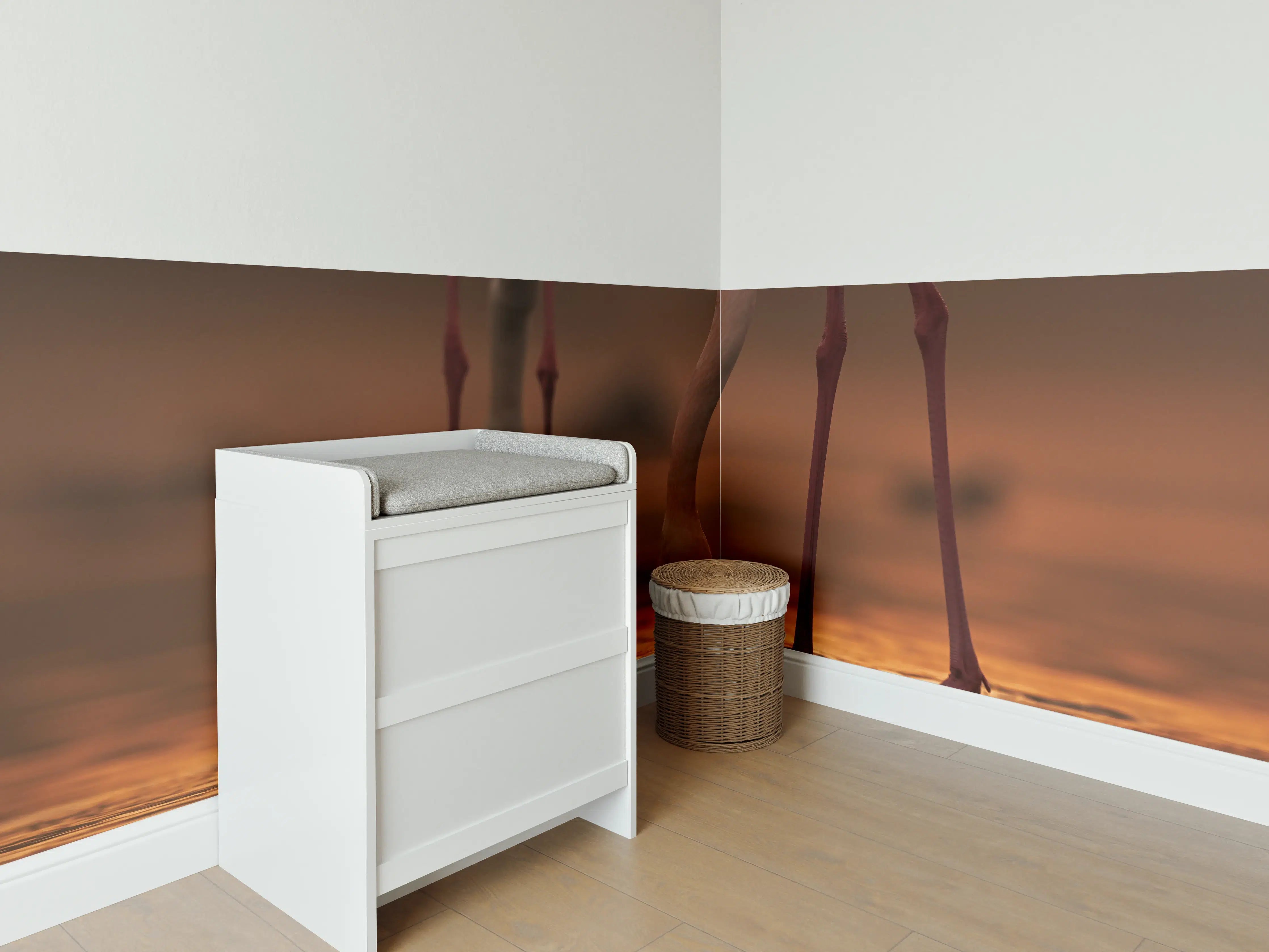 Babyzimmer Wandgestaltung - Trinkende Flamingos