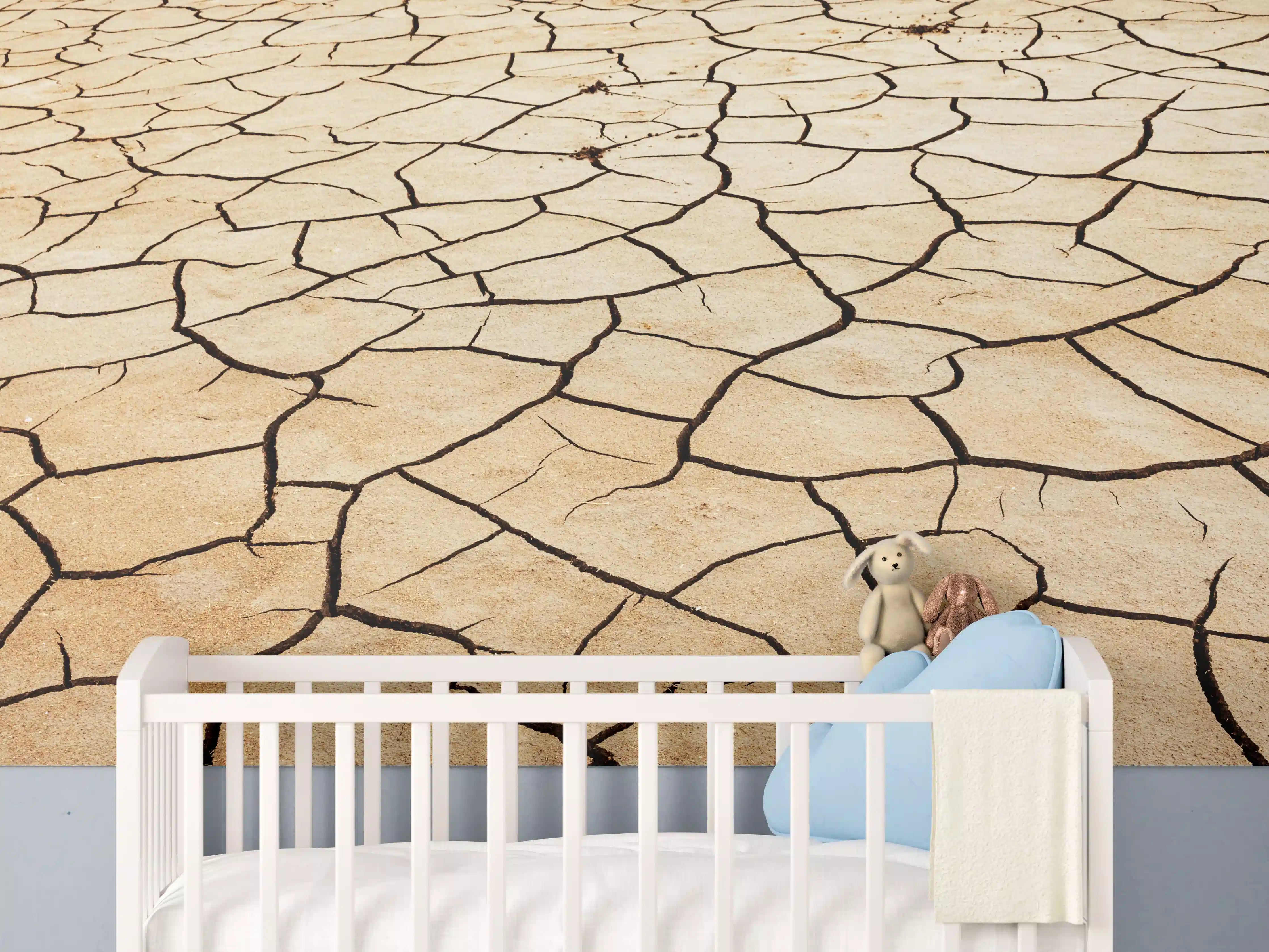 Babyzimmer Wandgestaltung - Trockener Boden mit Rissen