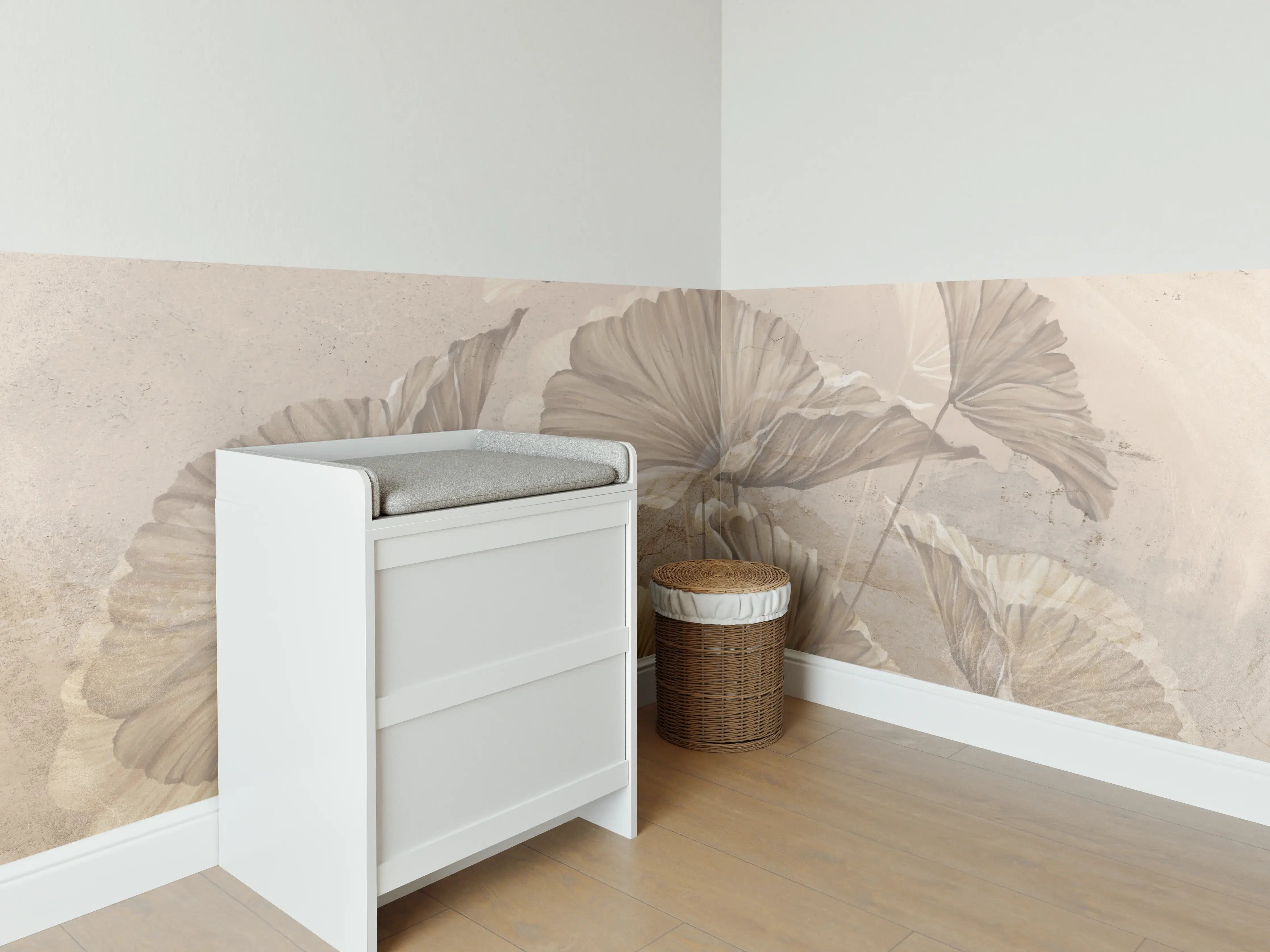 Babyzimmer Wandgestaltung - Tropische Blätter - Zeichnung