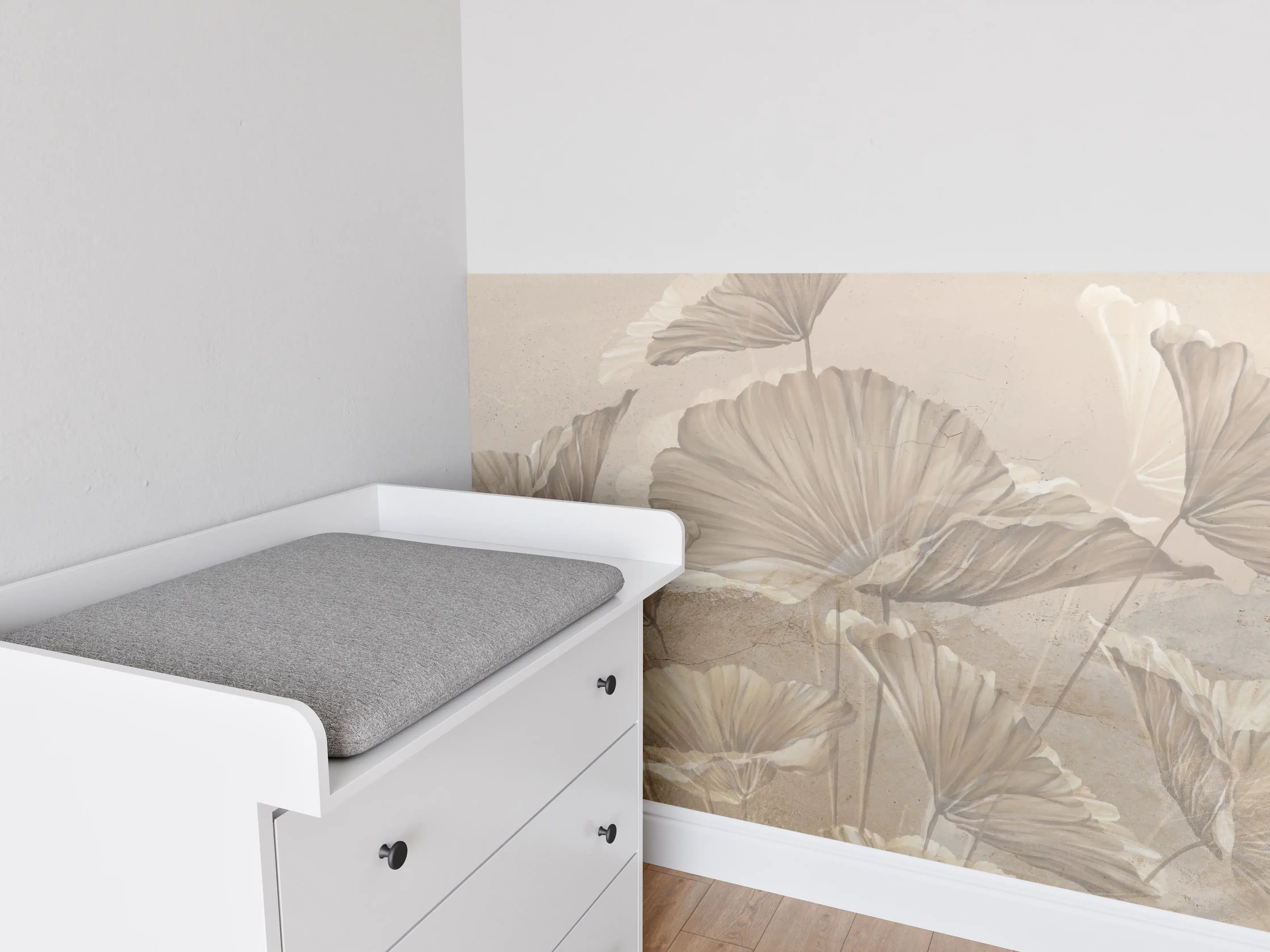 Babyzimmer Wandgestaltung - Tropische Blätter - Zeichnung