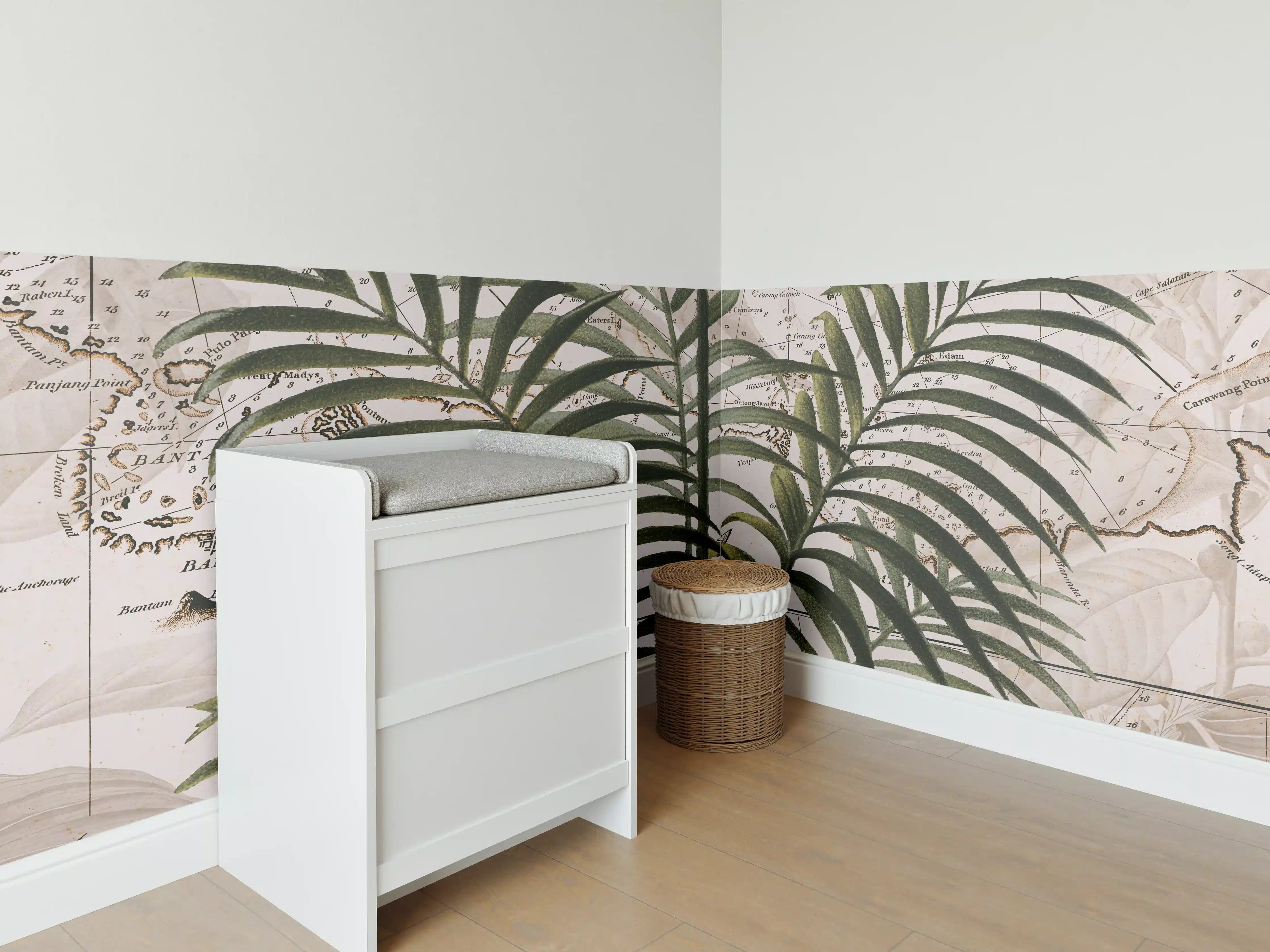 Babyzimmer Wandgestaltung - Tropische Dschungel Kartenwandkunst