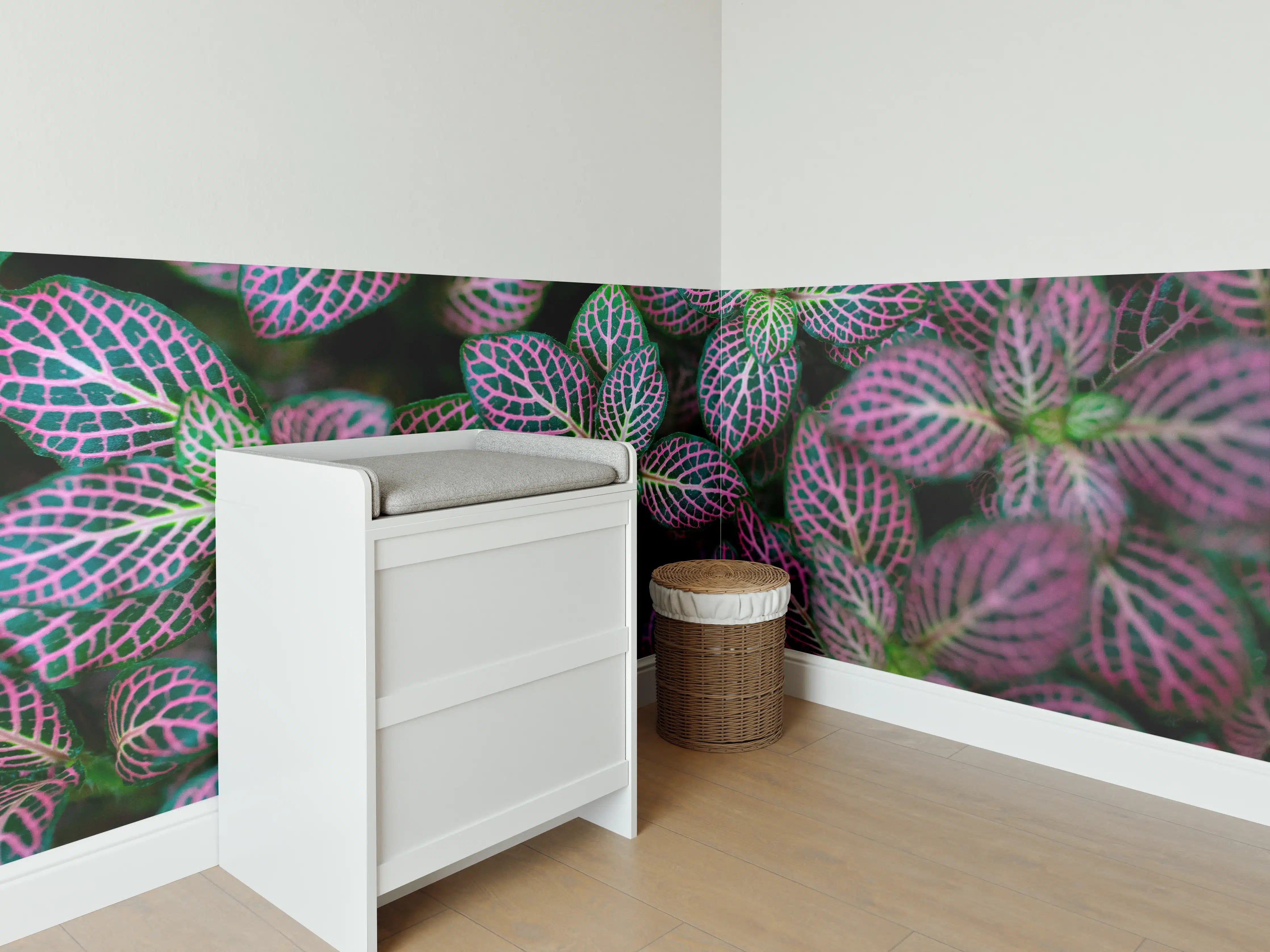 Babyzimmer Wandgestaltung - Tropische Pflanzen Bunte Textur