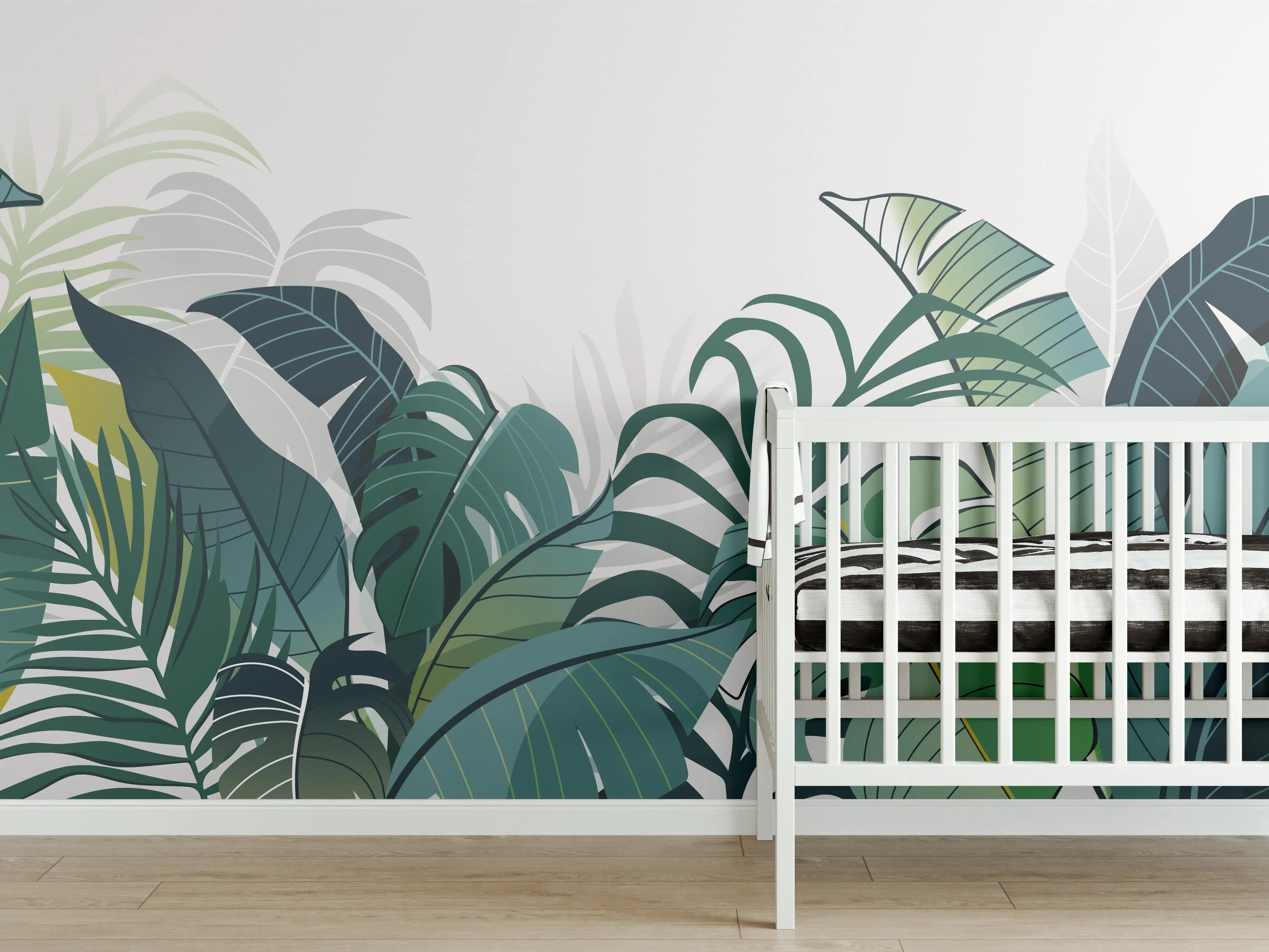 Babyzimmer Wandgestaltung - Tropische Pflanzen Illustration