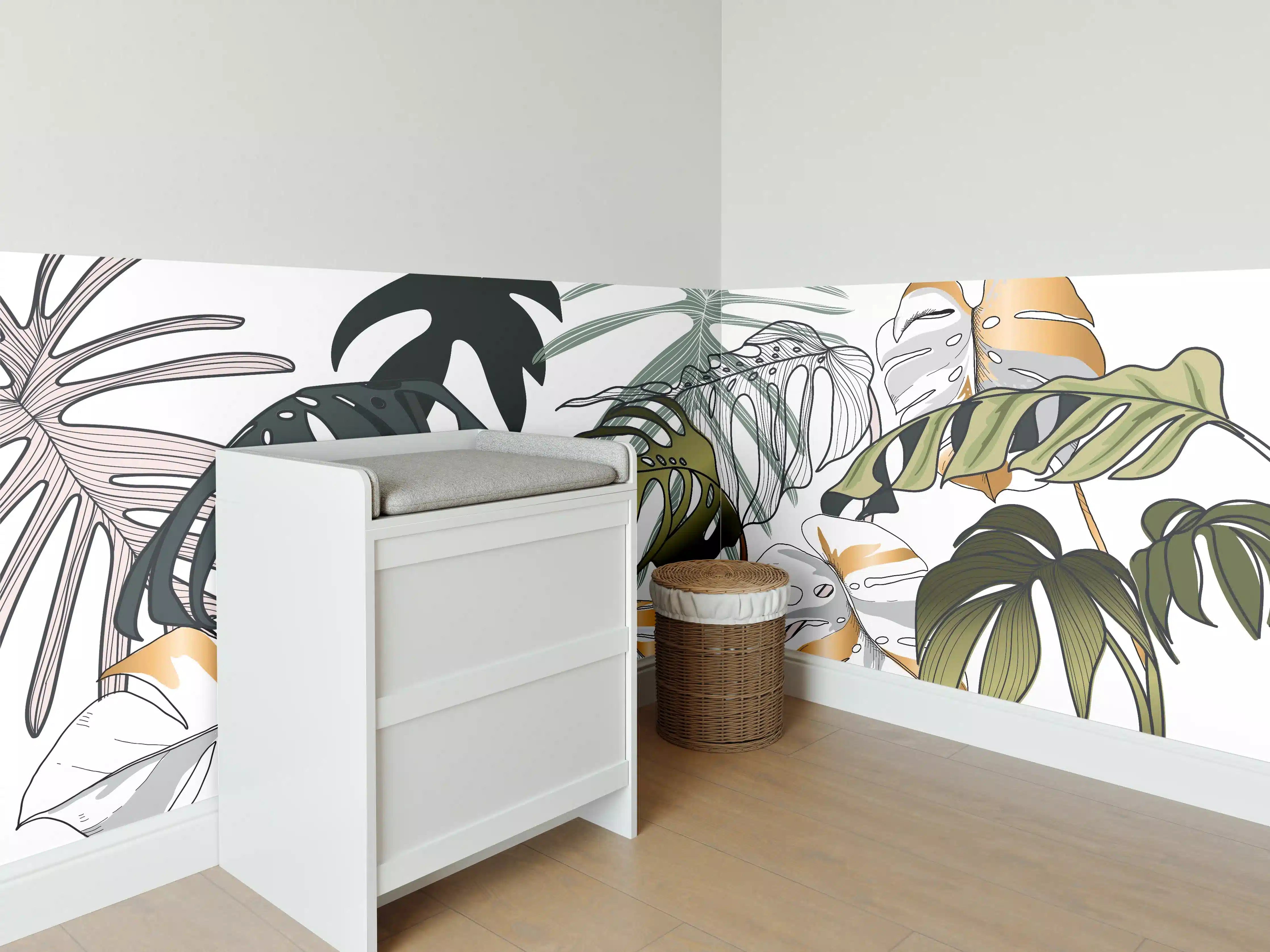 Babyzimmer Wandgestaltung - Tropische Pflanzen Muster