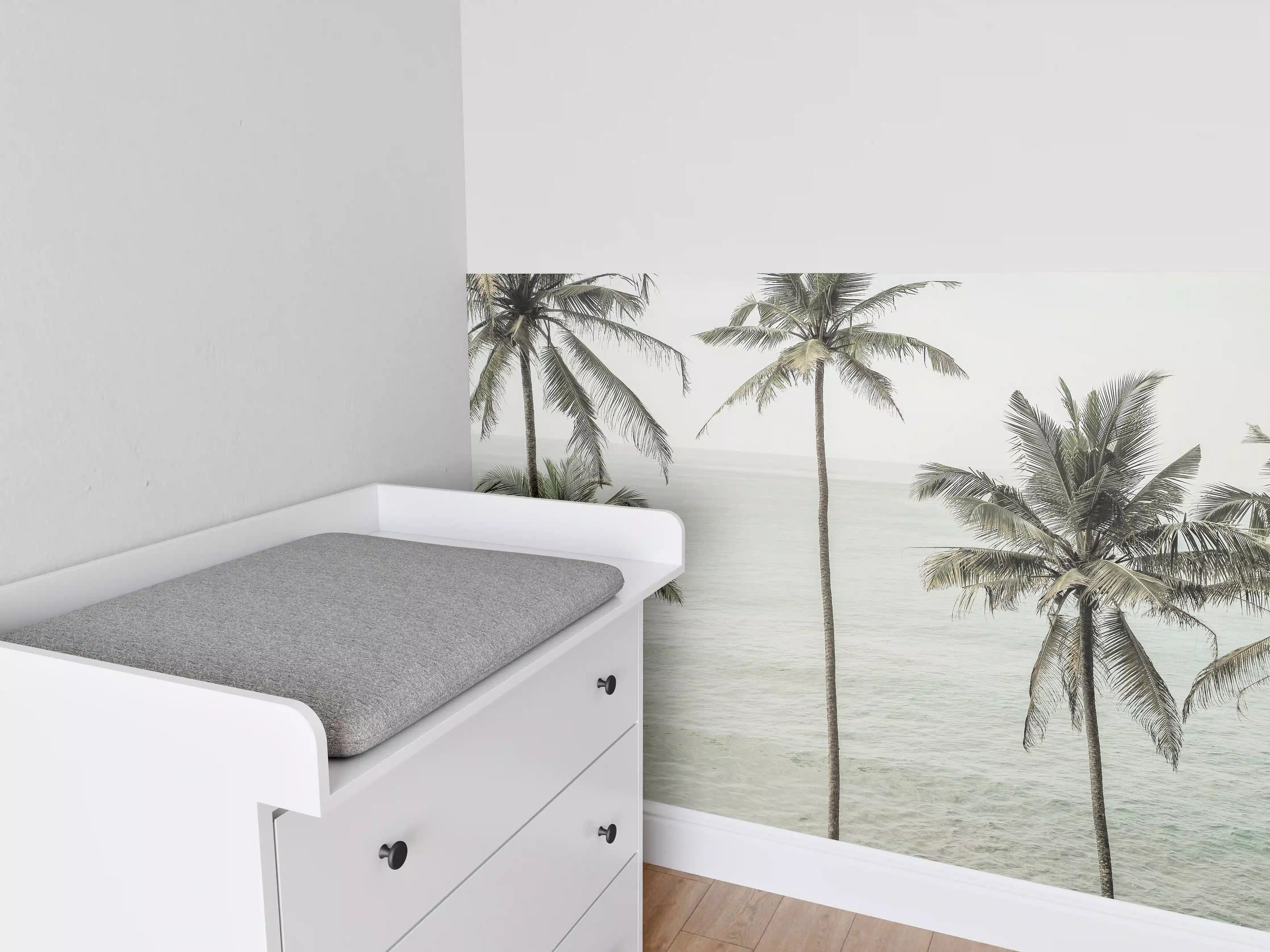Babyzimmer Wandgestaltung - Tropische Strand-Palmen Aussicht