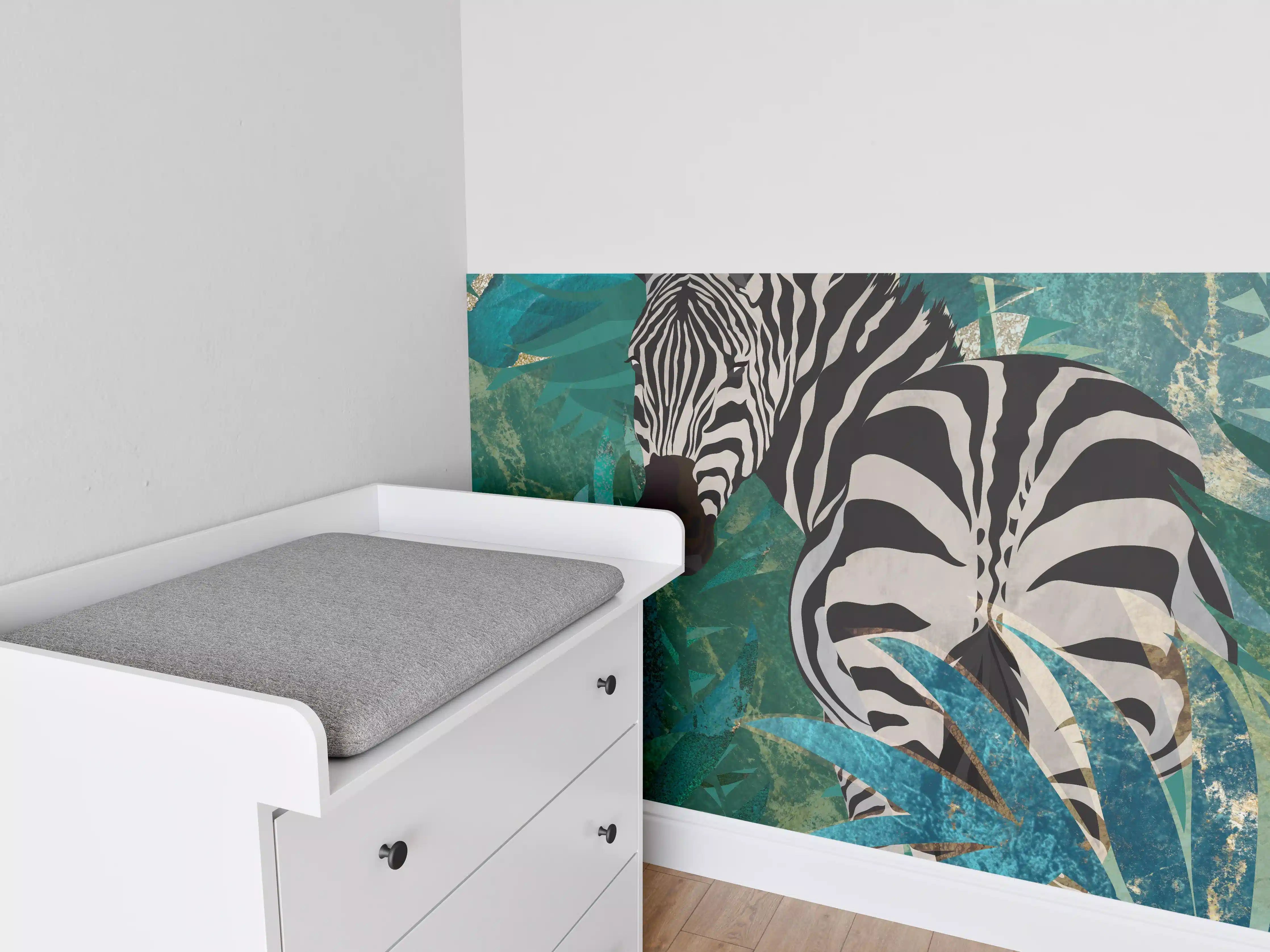 Babyzimmer Wandgestaltung - Tropische Zeichnung - Zebra