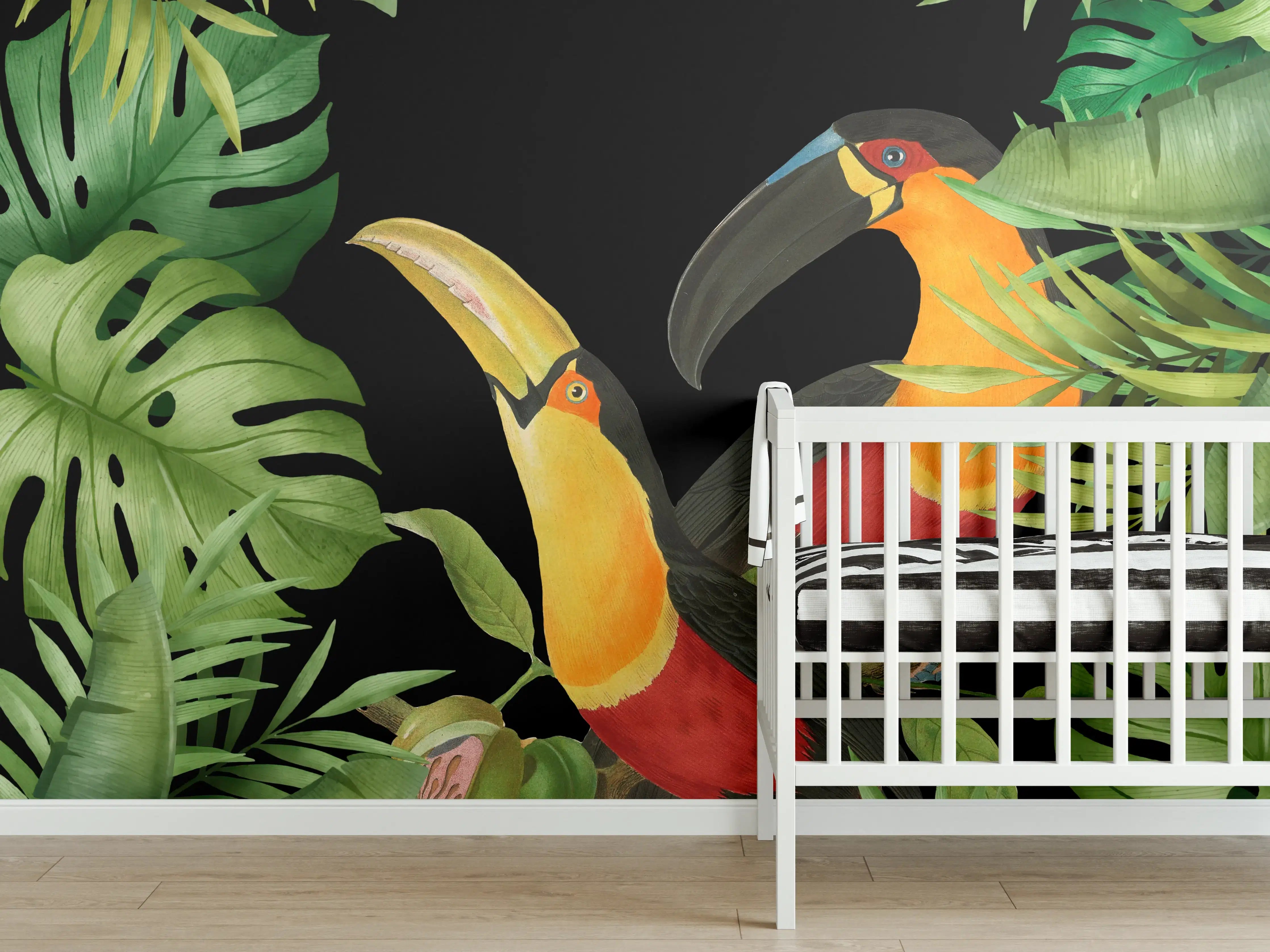 Babyzimmer Wandgestaltung - Tropischer Dschungel - Tukane