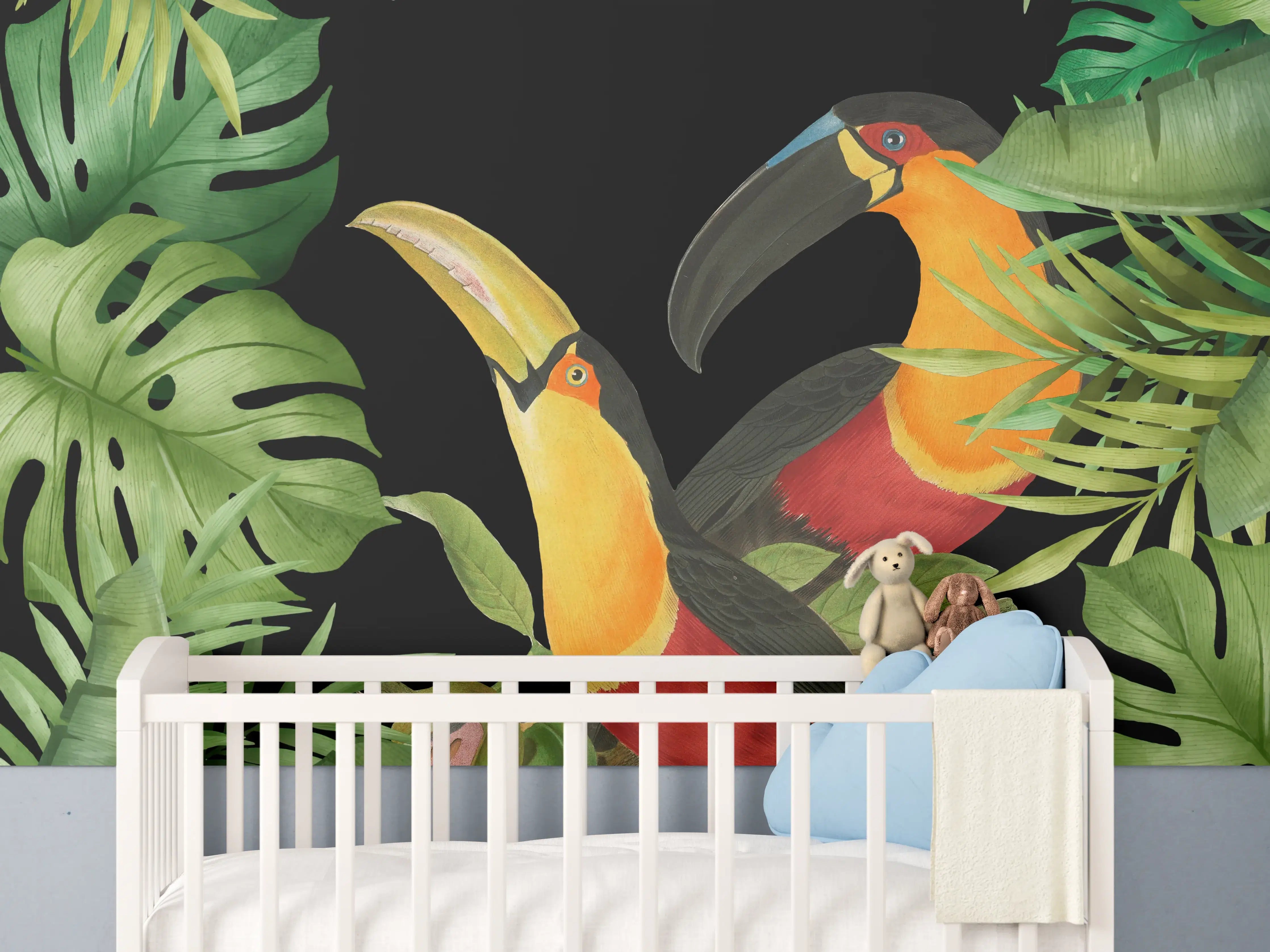 Babyzimmer Wandgestaltung - Tropischer Dschungel - Tukane