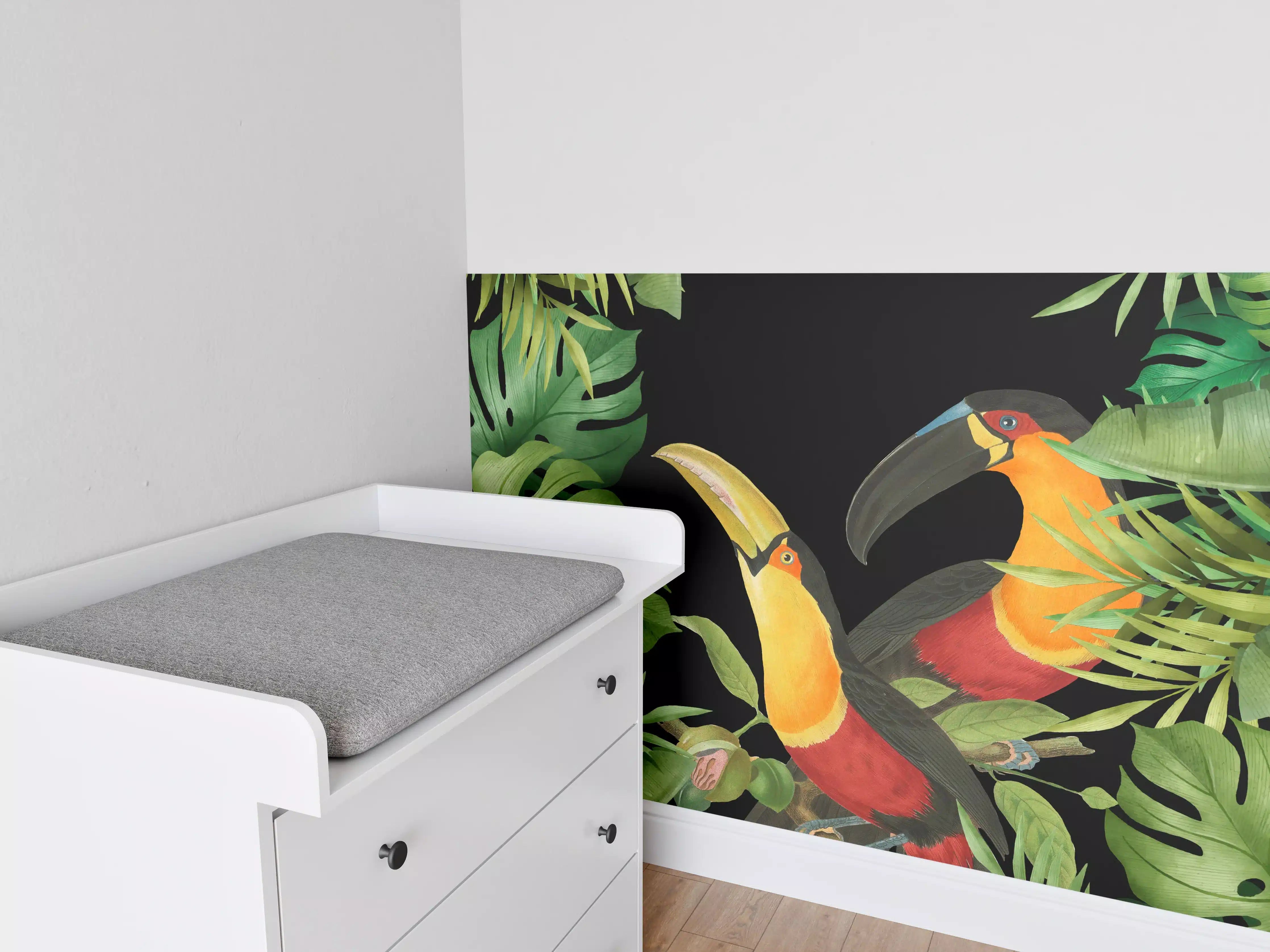 Babyzimmer Wandgestaltung - Tropischer Dschungel - Tukane