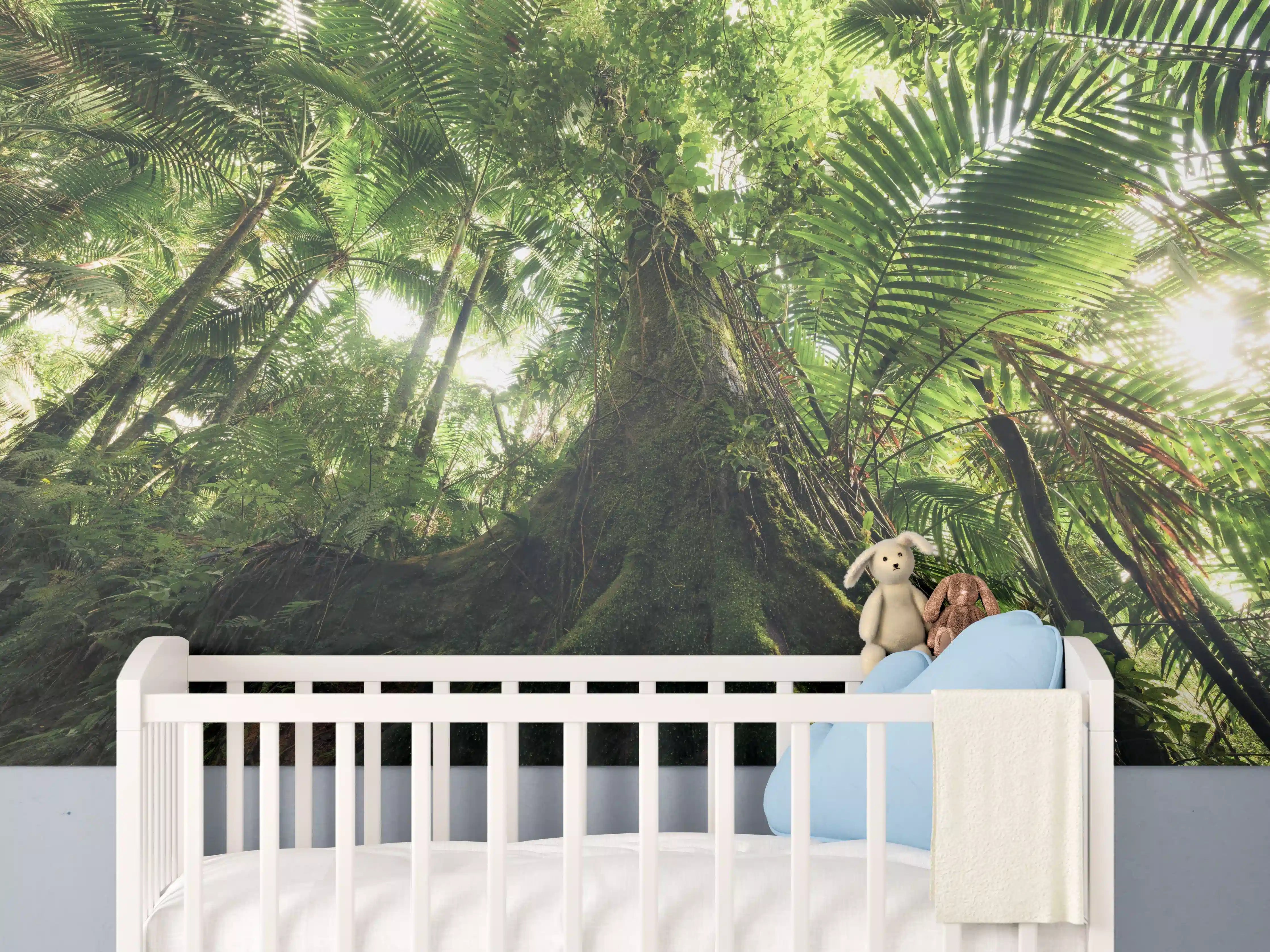 Babyzimmer Wandgestaltung - Tropischer Dschungel Wald