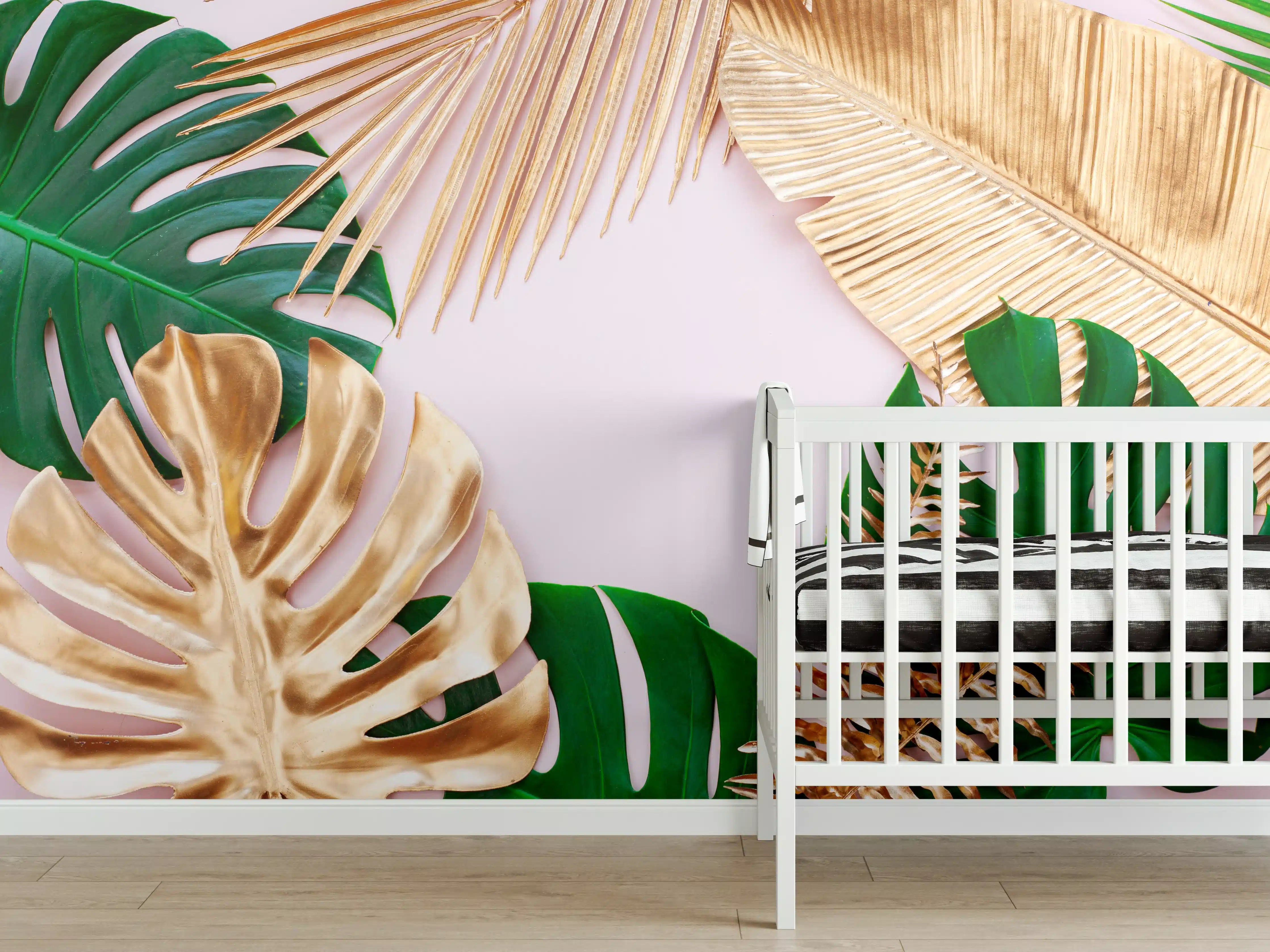 Babyzimmer Wandgestaltung - Tropisches Blätter Design - Floral