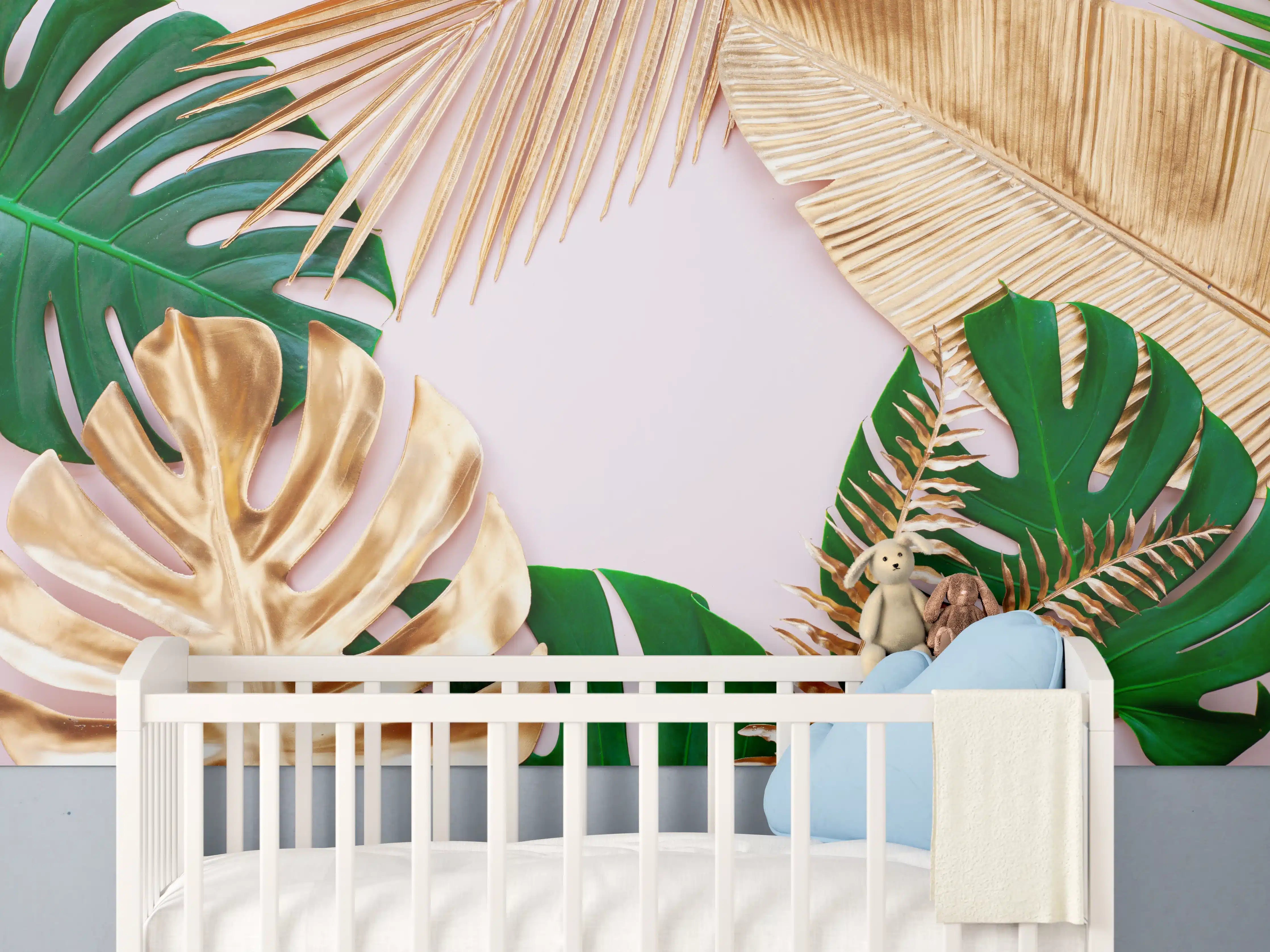 Babyzimmer Wandgestaltung - Tropisches Blätter Design - Floral