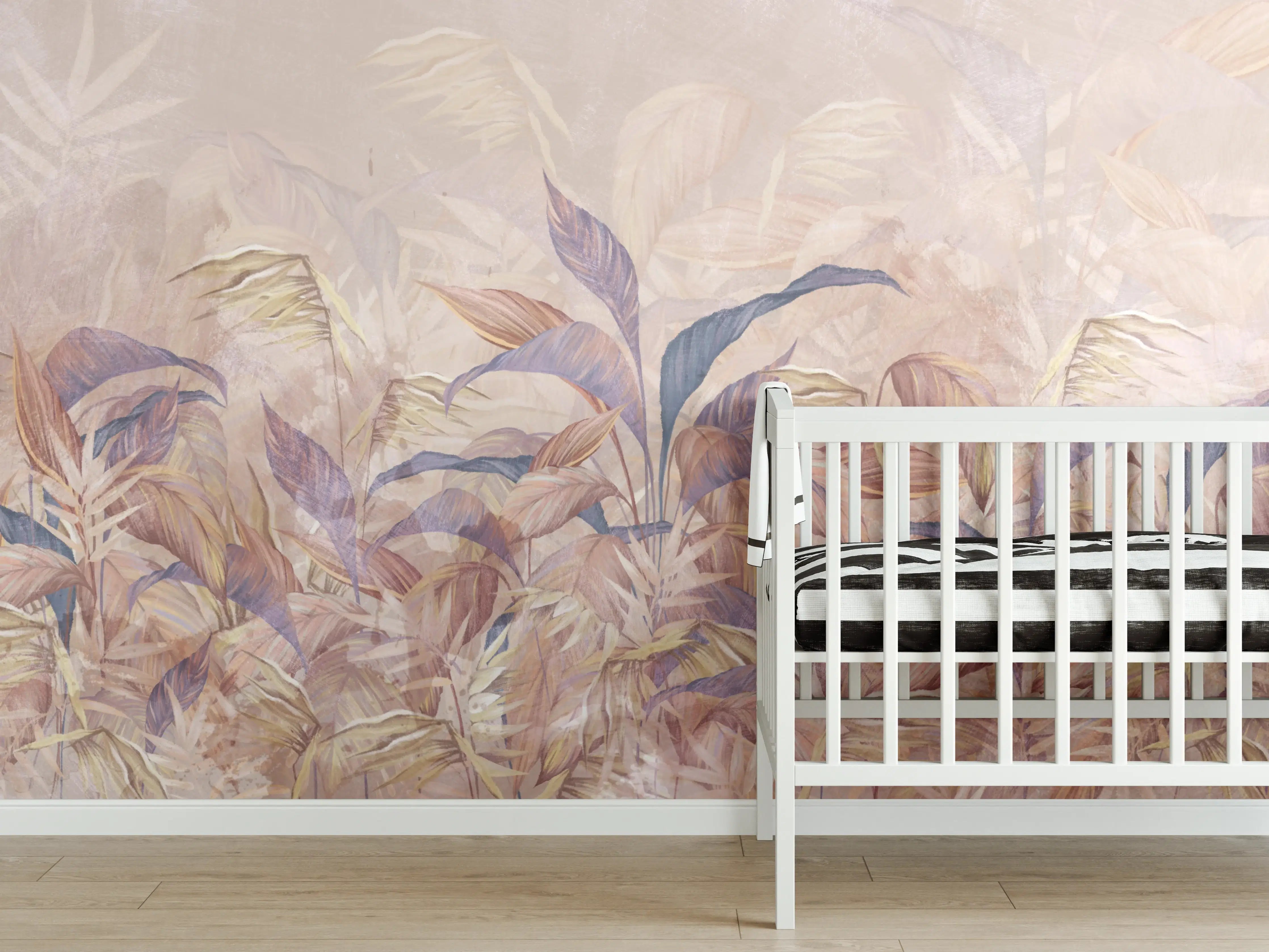 Babyzimmer Wandgestaltung - Tropisches Blätter Design