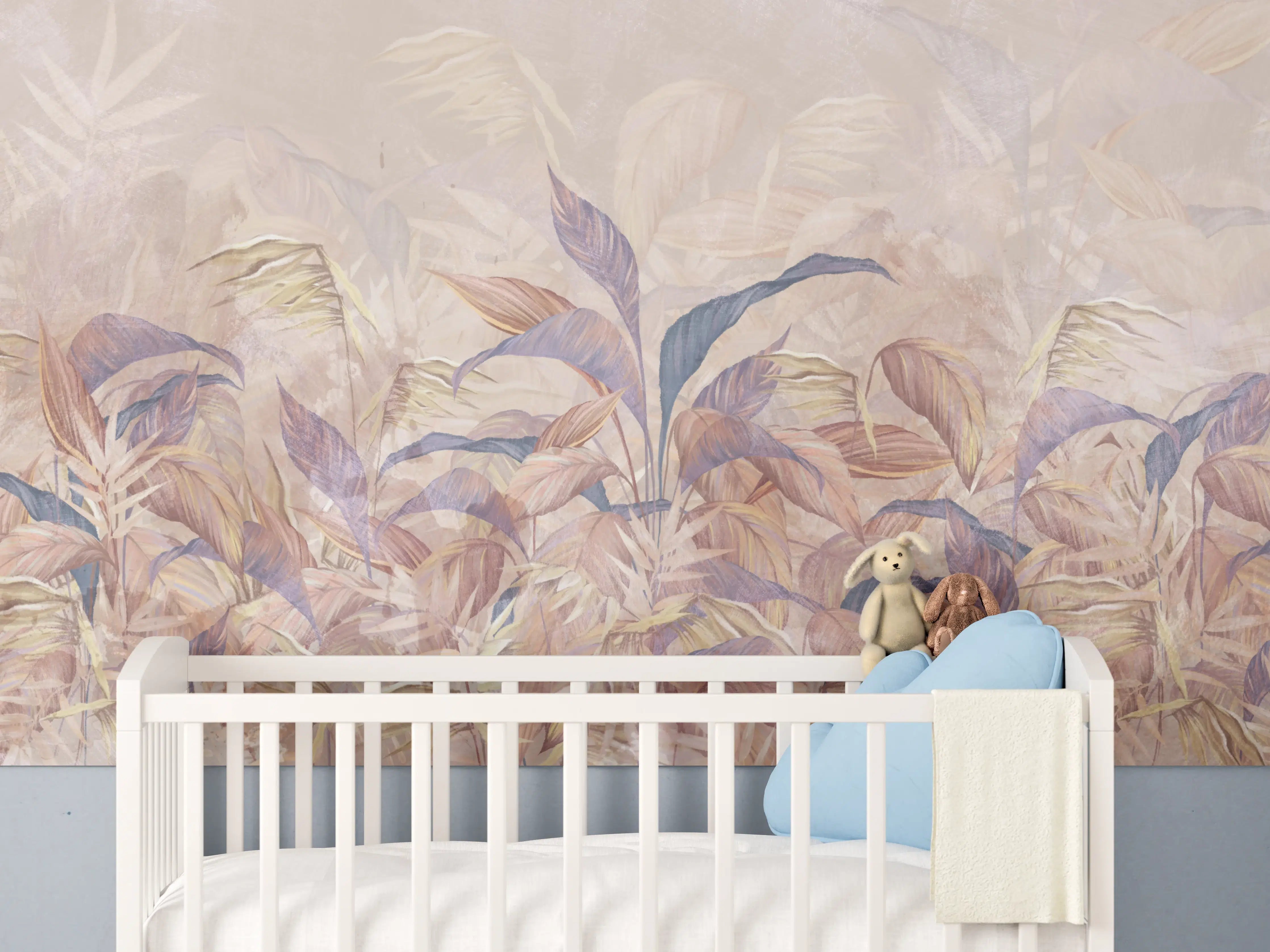 Babyzimmer Wandgestaltung - Tropisches Blätter Design