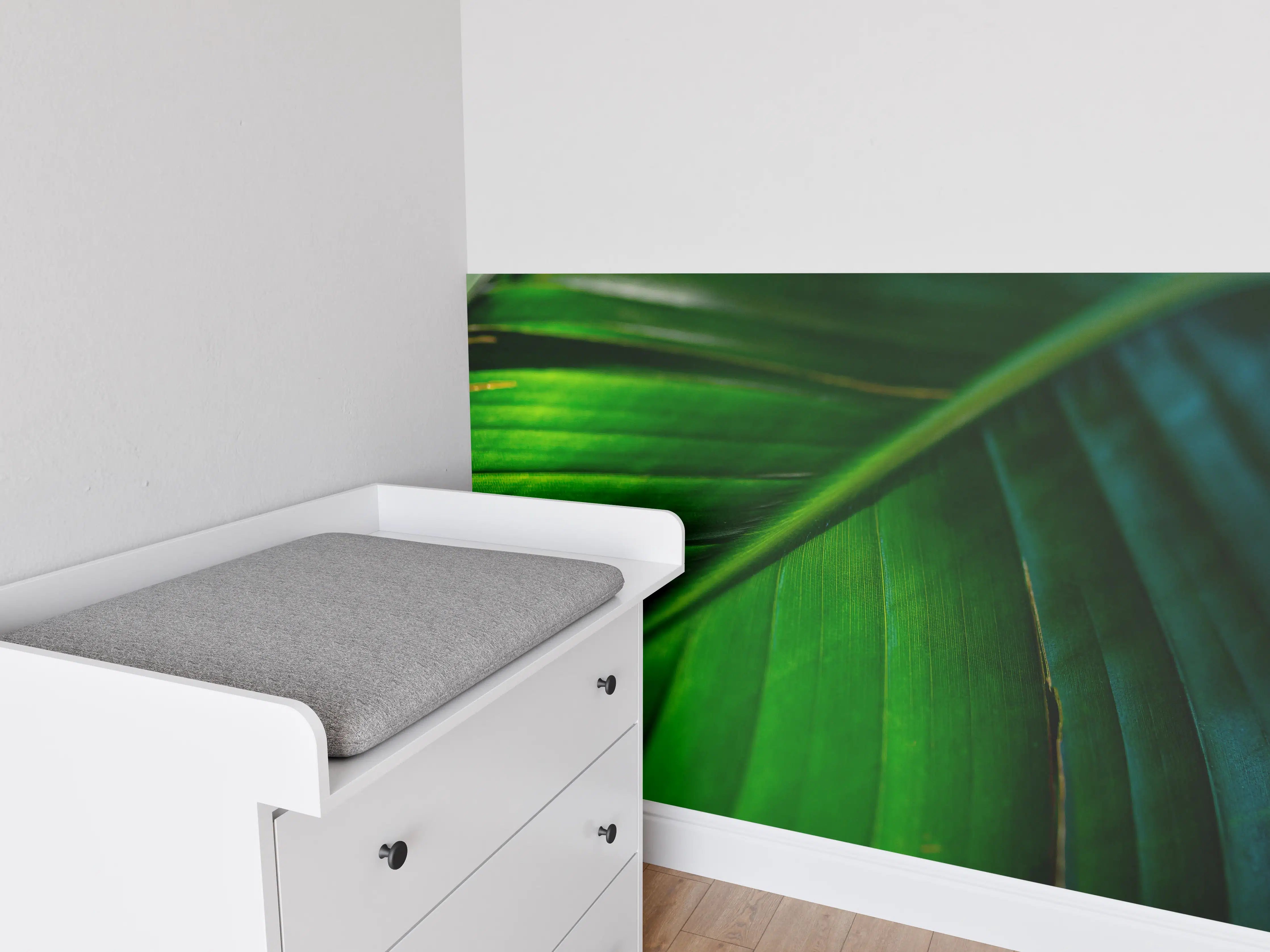 Babyzimmer Wandgestaltung - Tropisches Grün Pflanzenblatt
