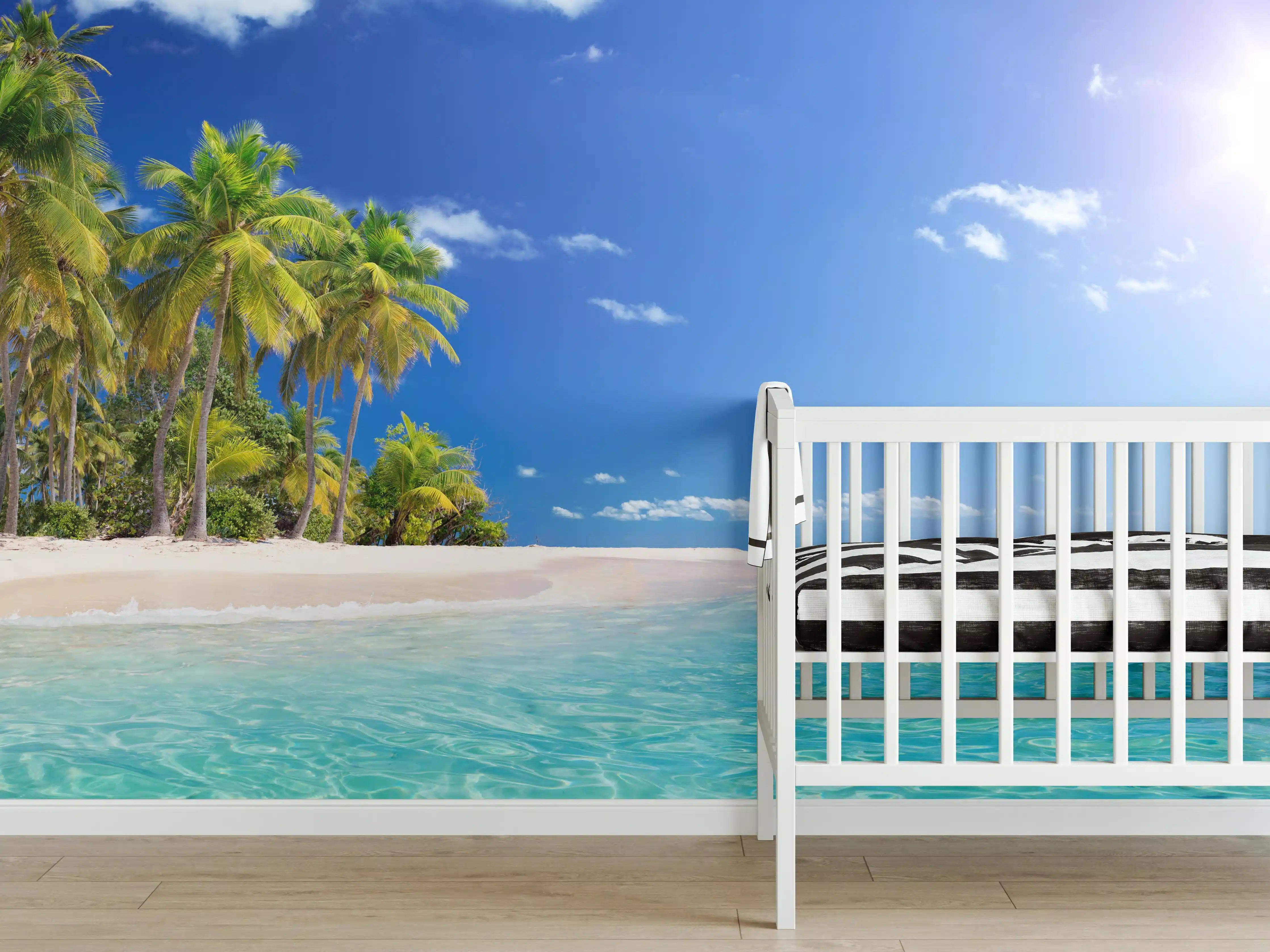 Babyzimmer Wandgestaltung - Tropisches Paradies: Strahlend blauer Himmel