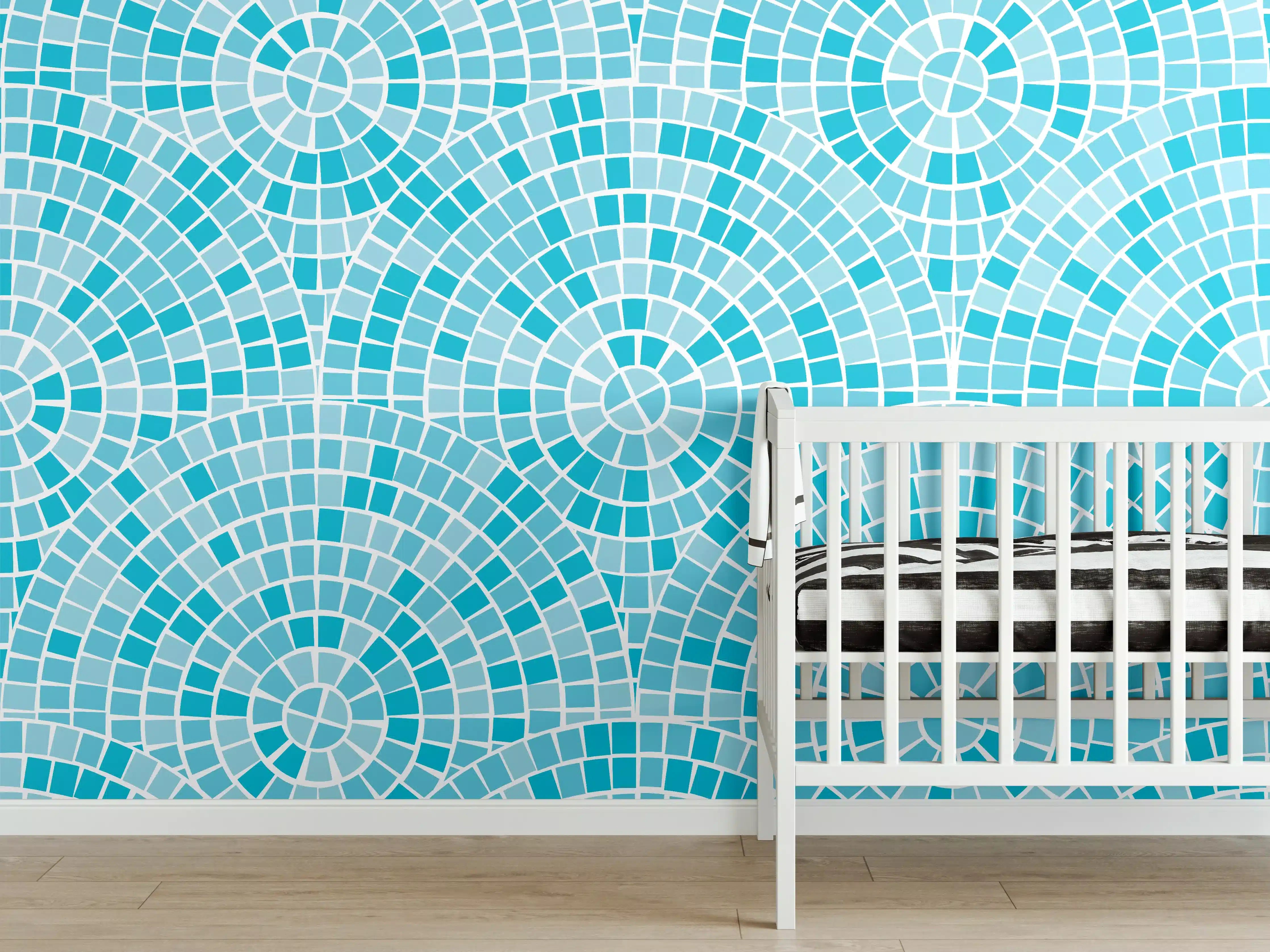 Babyzimmer Wandgestaltung - Türkis Mosaik Fliesen Muster