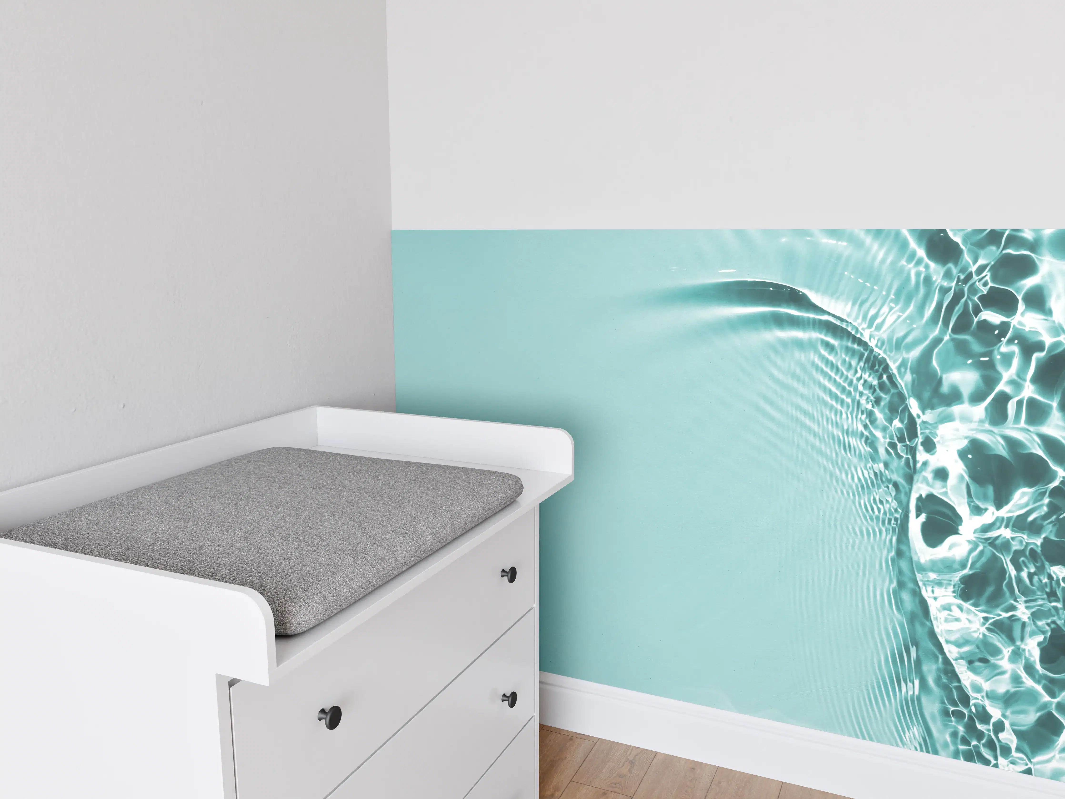 Babyzimmer Wandgestaltung - Türkis Wasser mit blauer Textur