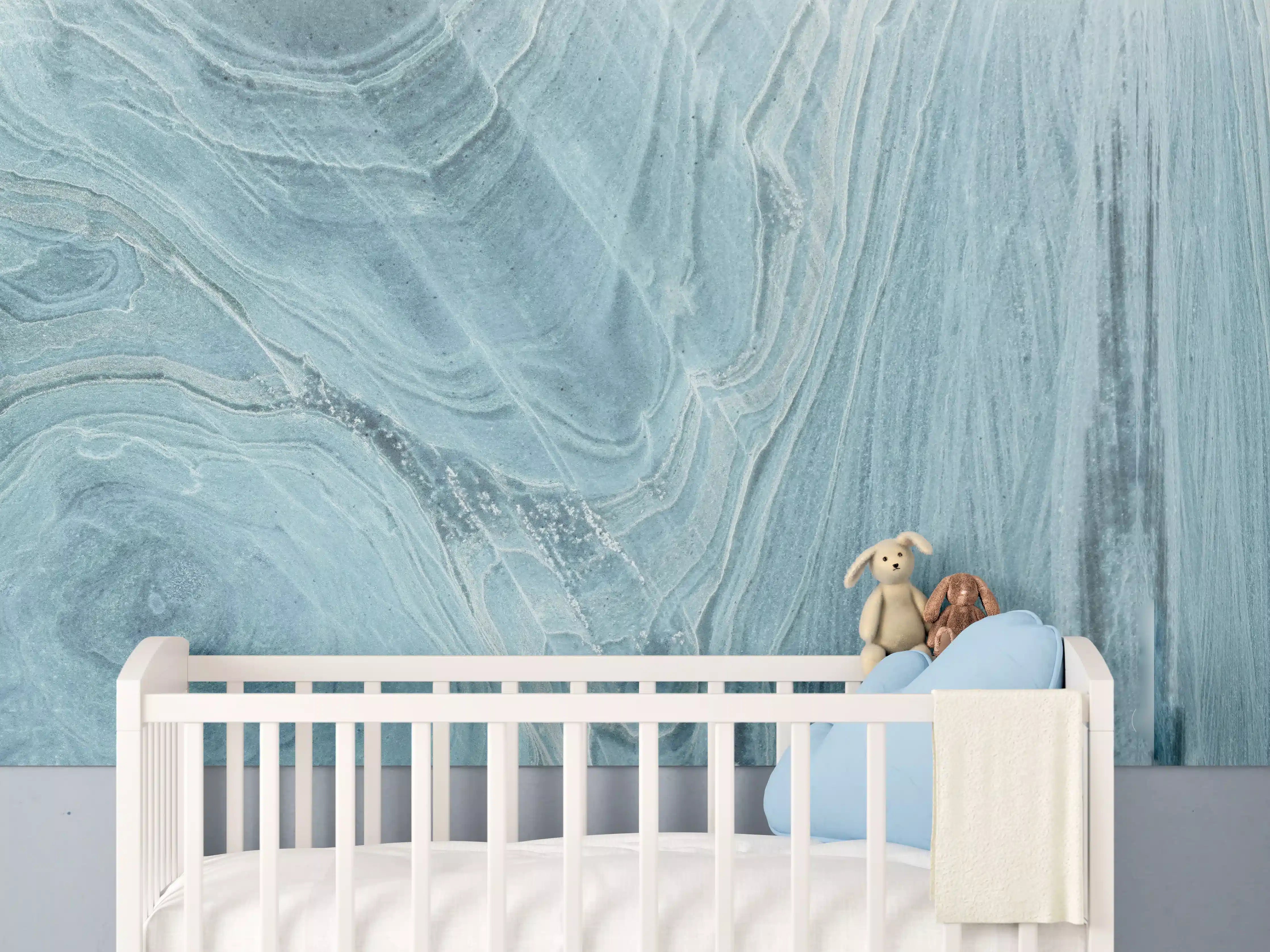 Babyzimmer Wandgestaltung - Türkis-Weißer Marmor
