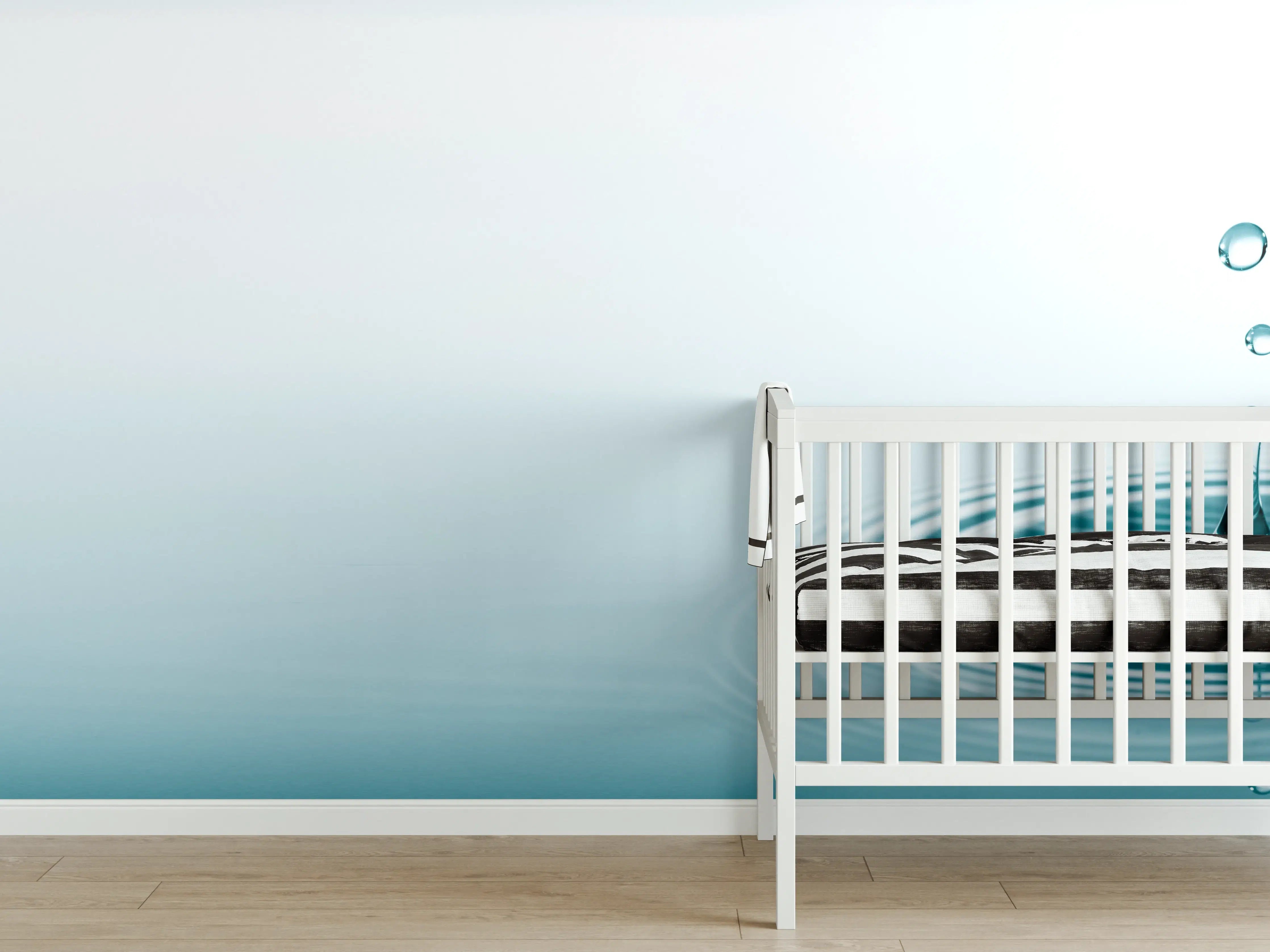 Babyzimmer Wandgestaltung - Türkis-Weißer Wassertropfen