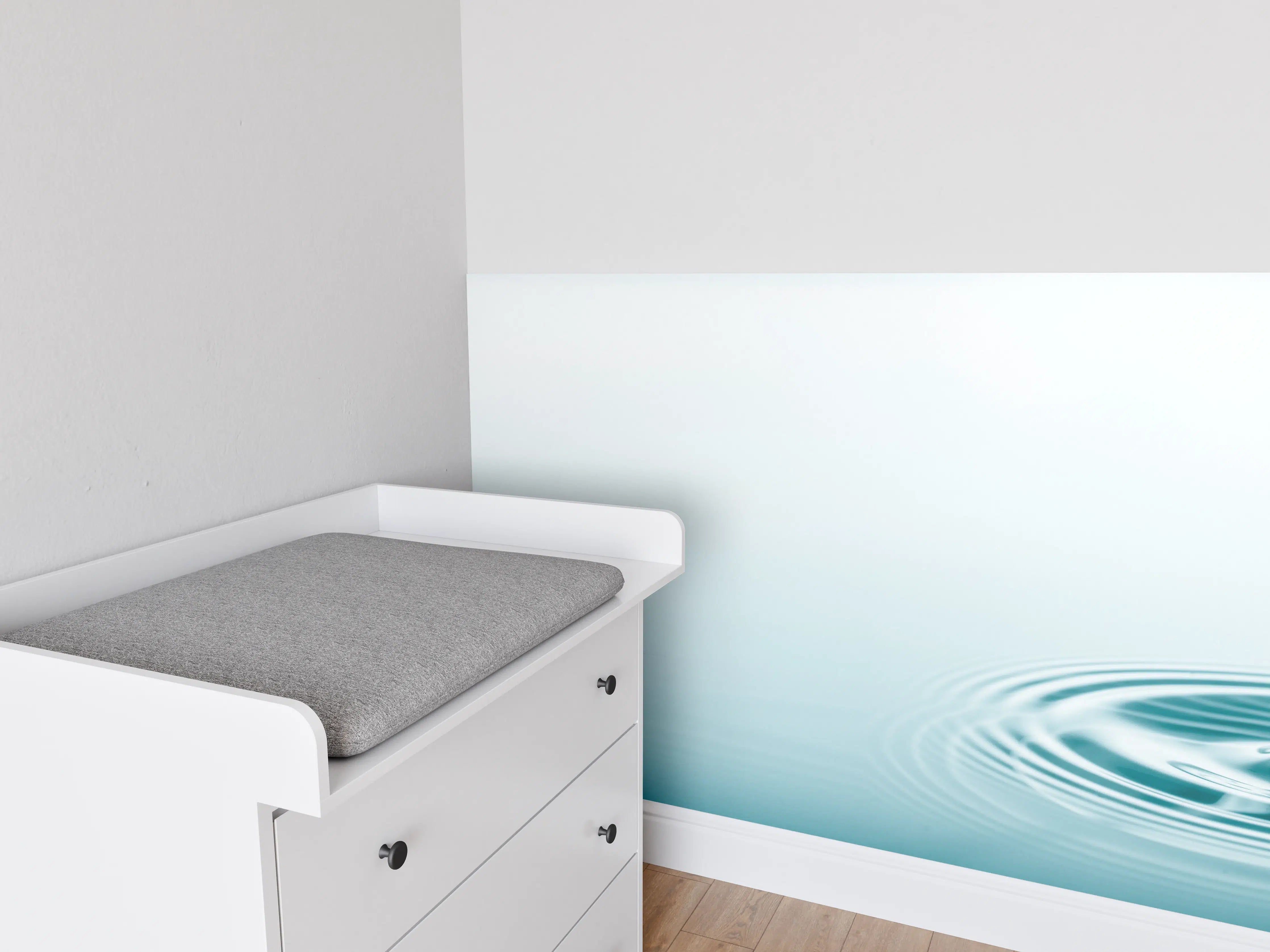Babyzimmer Wandgestaltung - Türkis-Weißer Wassertropfen